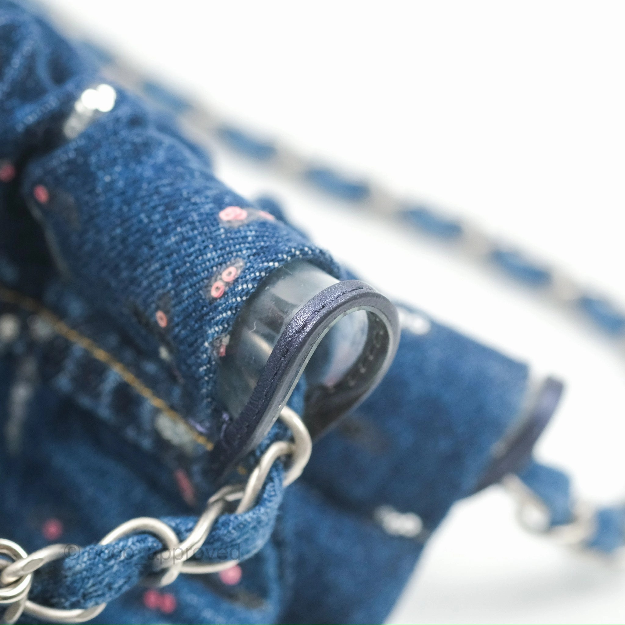 Chanel 22 Medium Denim Sequins Aged Silver Hardware
