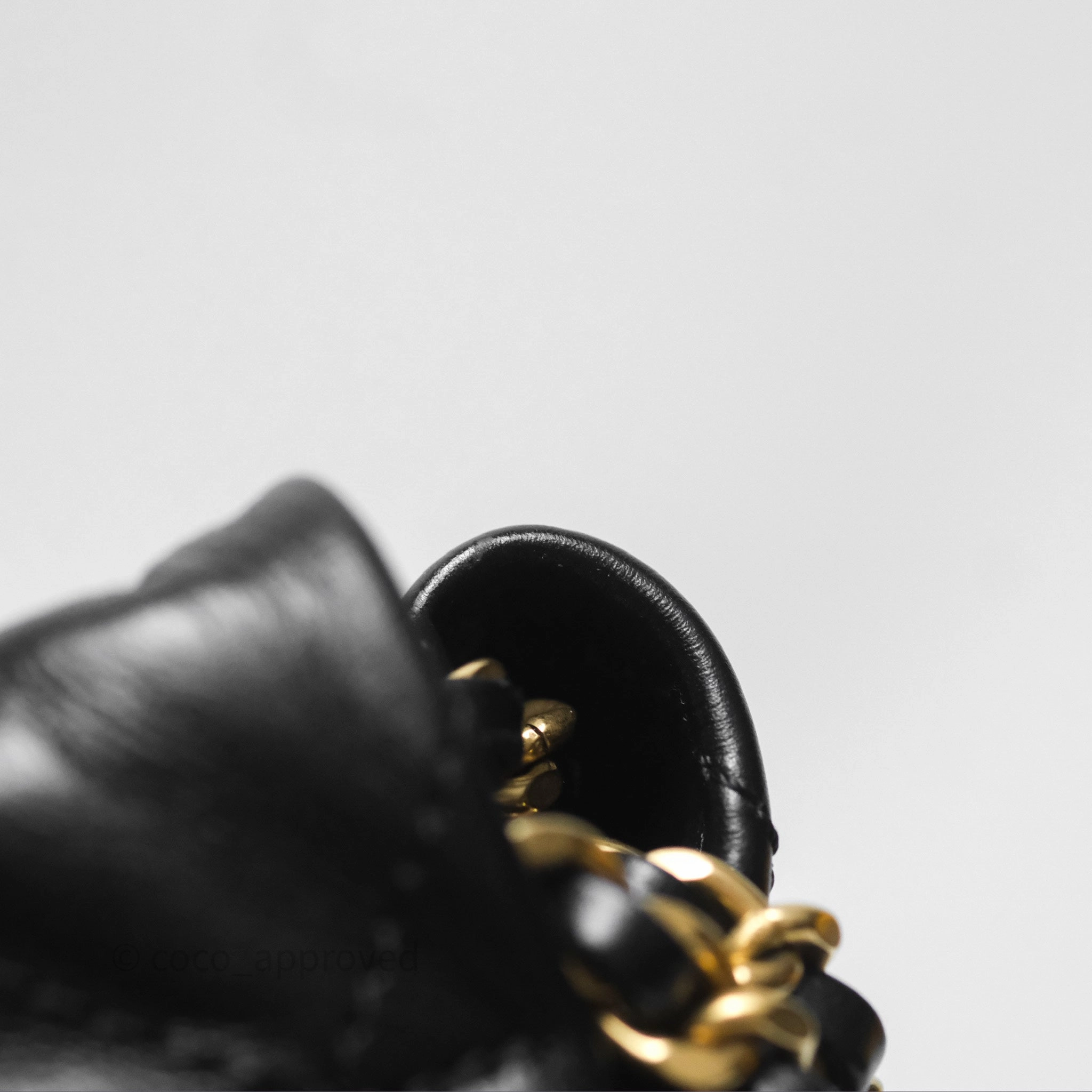 Chanel 22 Mini Bag Black Crumpled Calfskin Aged Gold Hardware