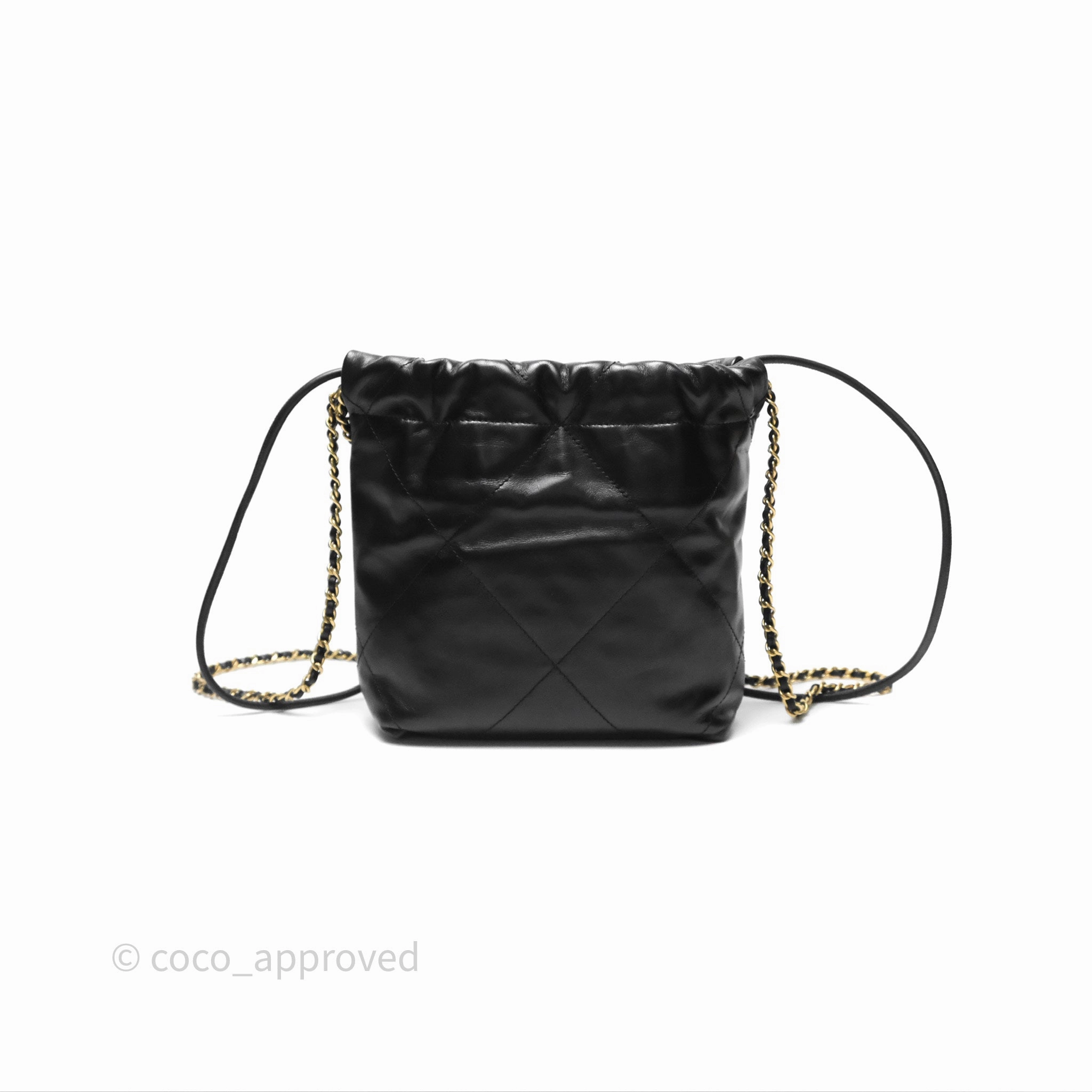Chanel 22 Mini Bag Black Crumpled Calfskin Aged Gold Hardware