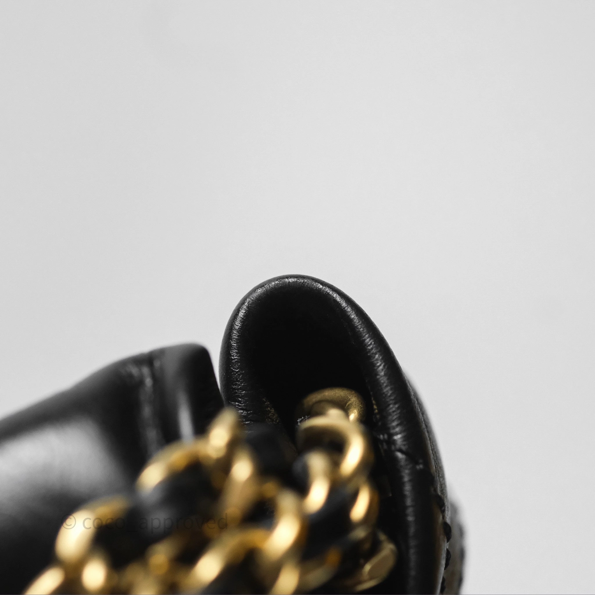 Chanel 22 Mini Bag Black Crumpled Calfskin Aged Gold Hardware