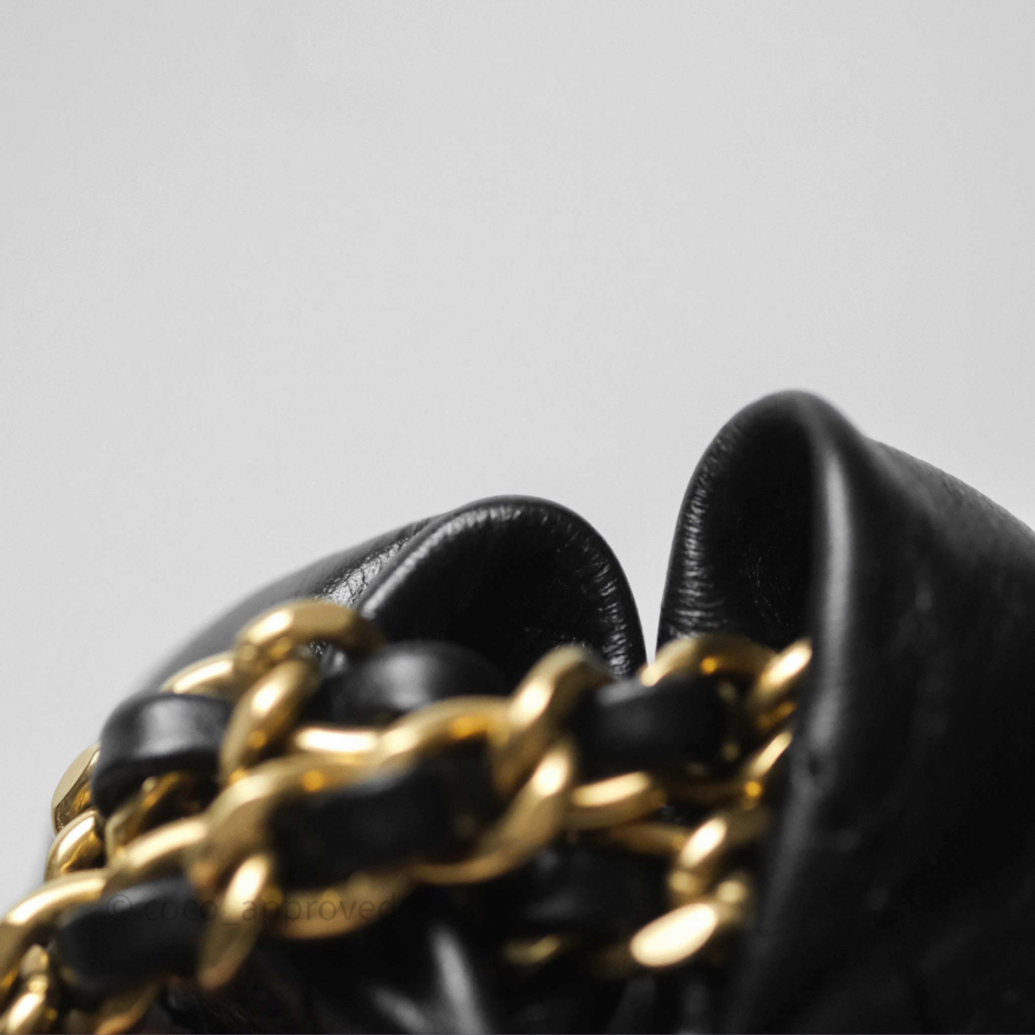 Chanel 22 Mini Bag Black Crumpled Calfskin Aged Gold Hardware