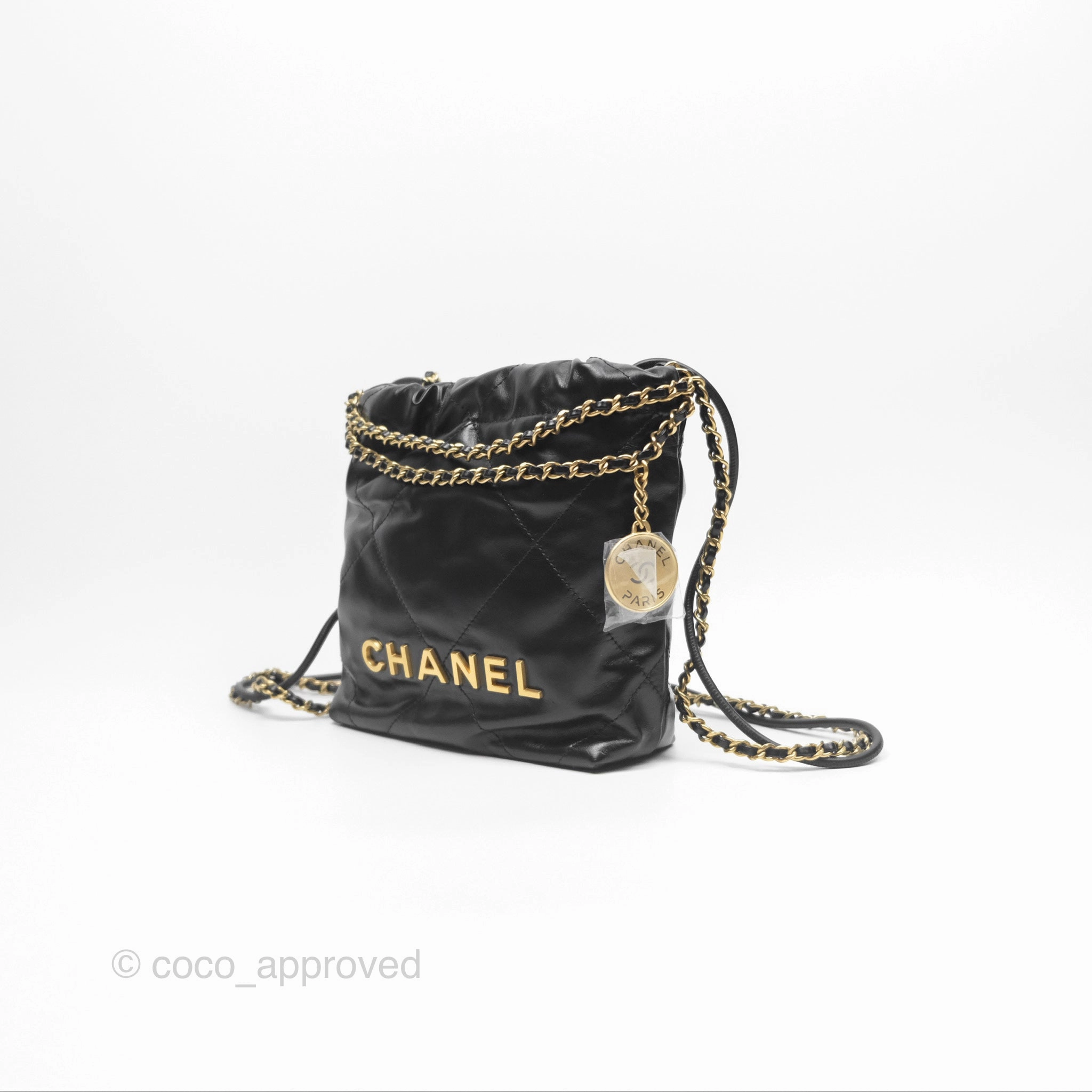 Chanel 22 Mini Bag Black Crumpled Calfskin