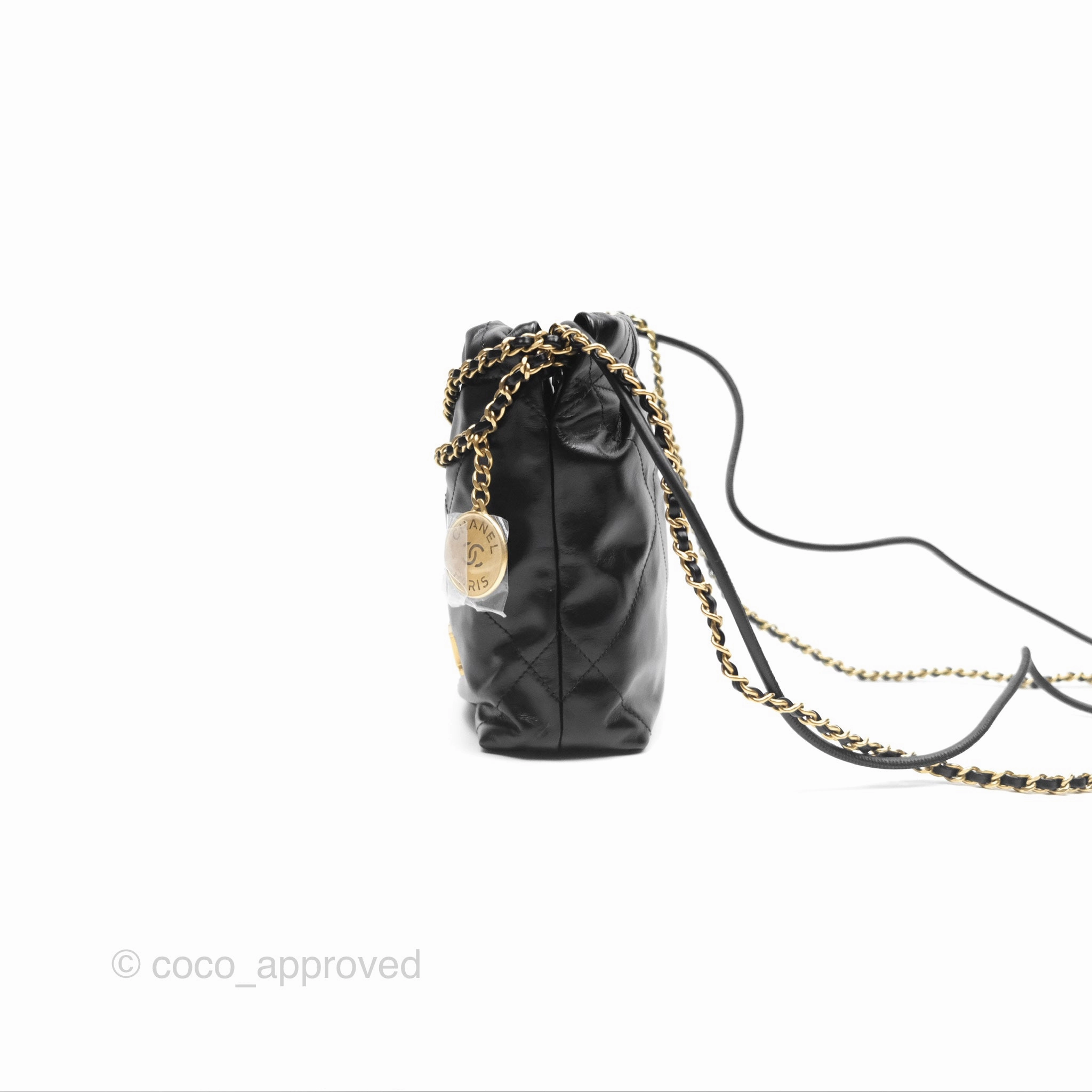 Chanel 22 Mini Bag Black Crumpled Calfskin