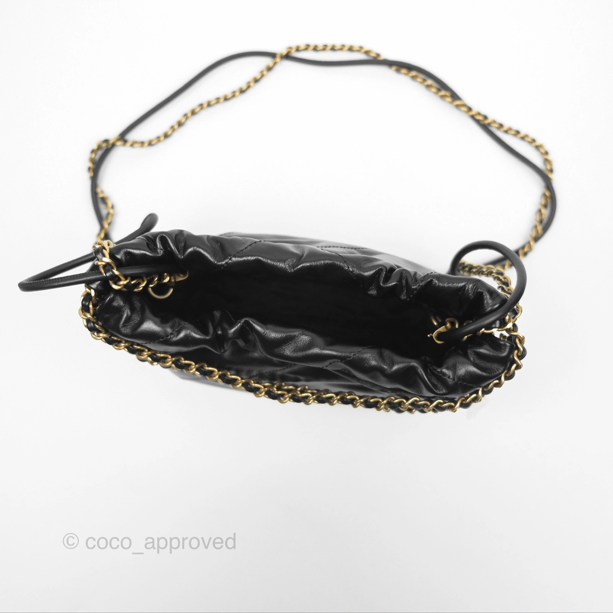 Chanel 22 Mini Bag Black Crumpled Calfskin