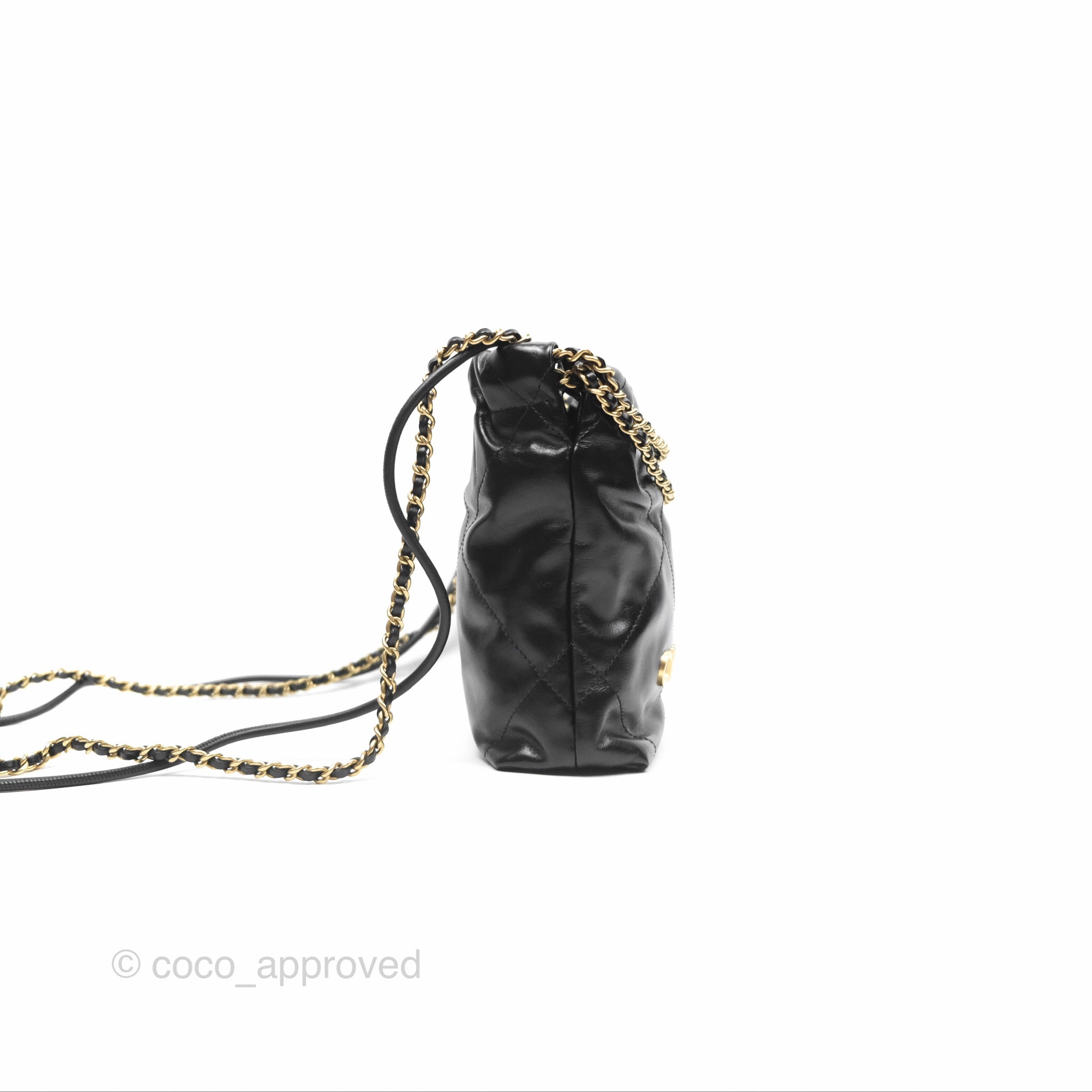 Chanel 22 Mini Bag Black Crumpled Calfskin