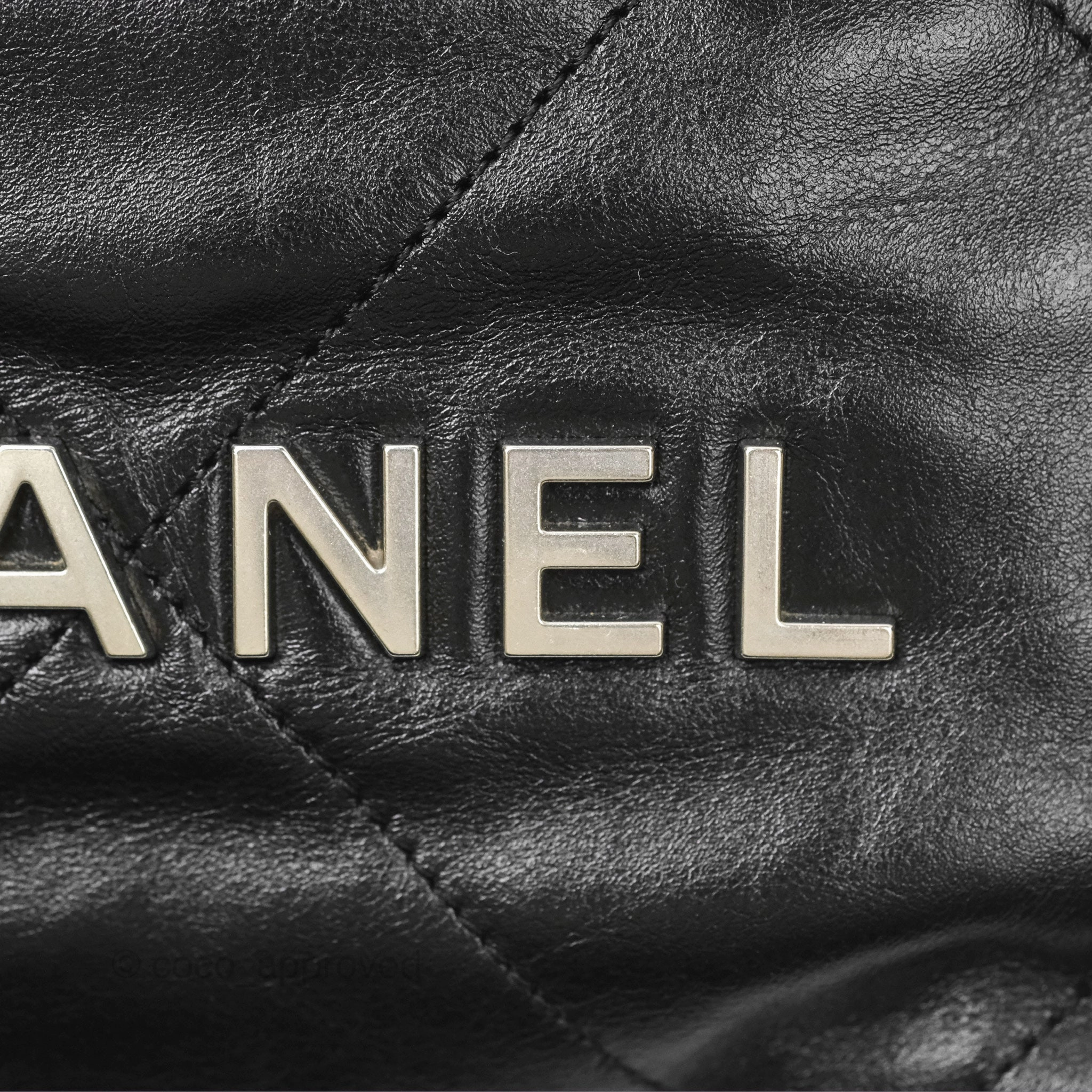 Chanel 22 Mini Bag Black Shiny Crumpled Calfskin Matte Silver Hardware