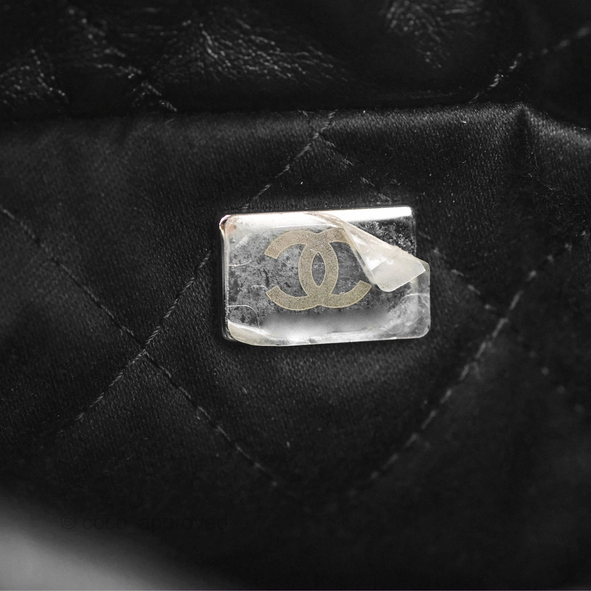 Chanel 22 Mini Bag Black Shiny Crumpled Calfskin Matte Silver Hardware