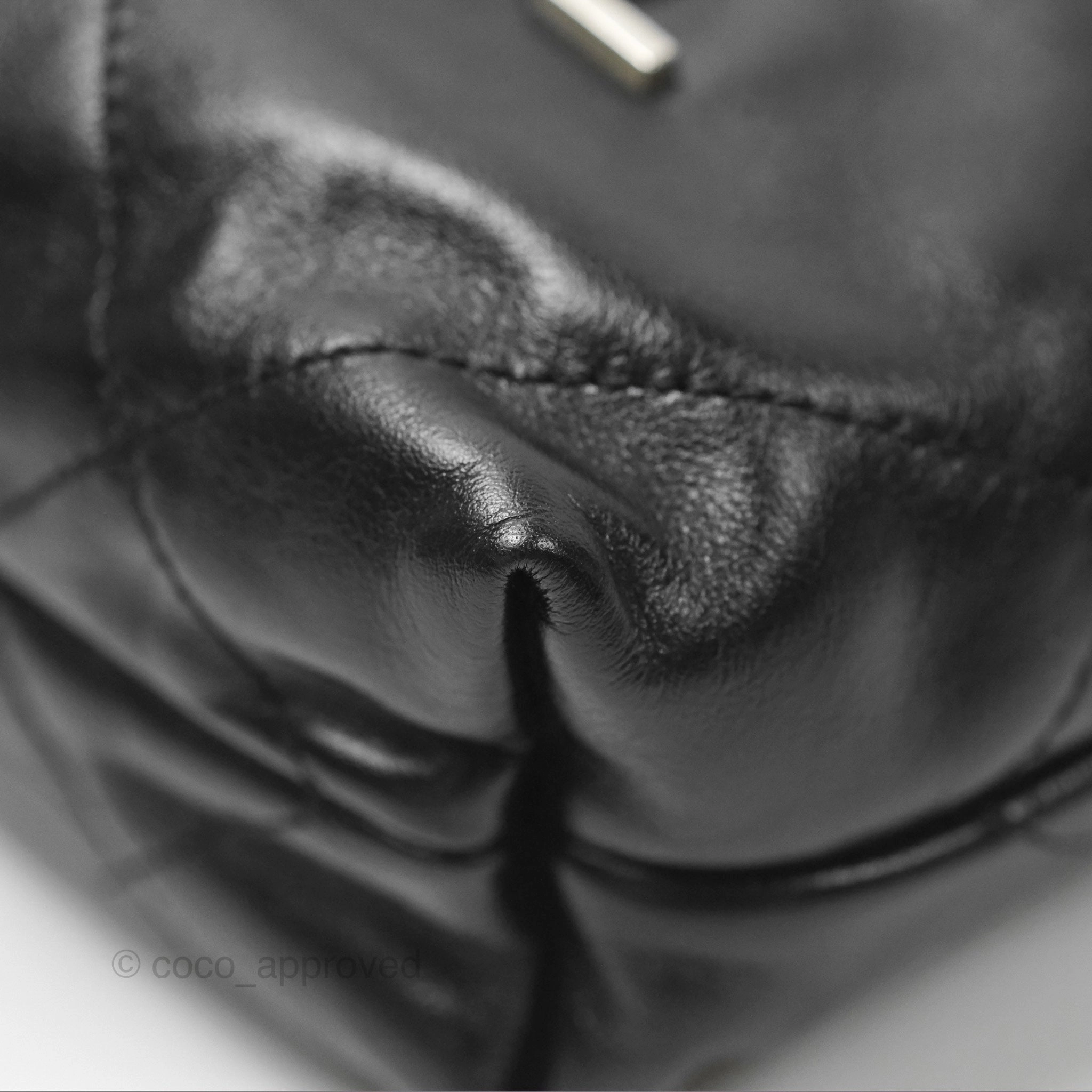 Chanel 22 Mini Bag Black Shiny Crumpled Calfskin Matte Silver Hardware