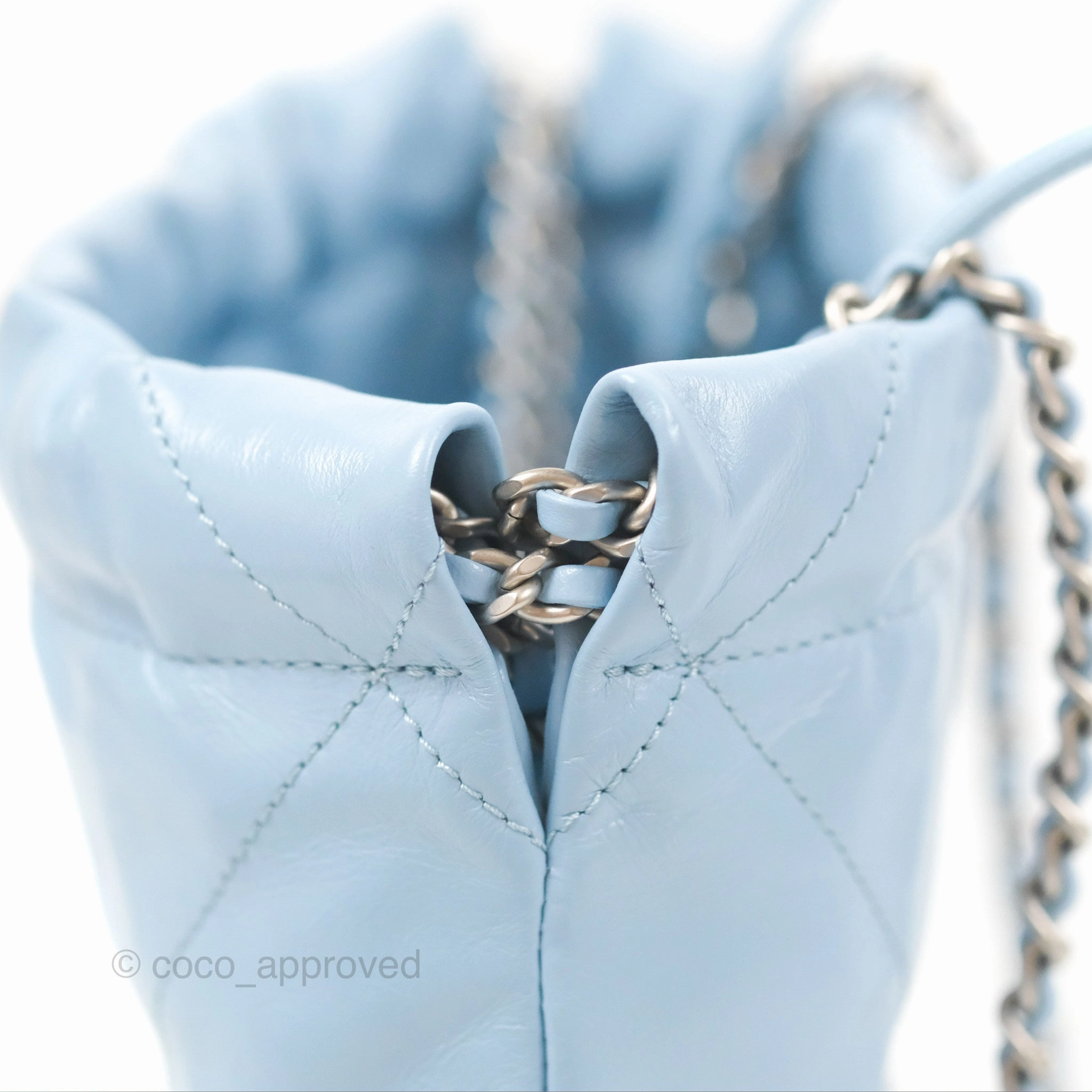 Chanel 22 Mini Bag Light Blue Crumpled Calfskin