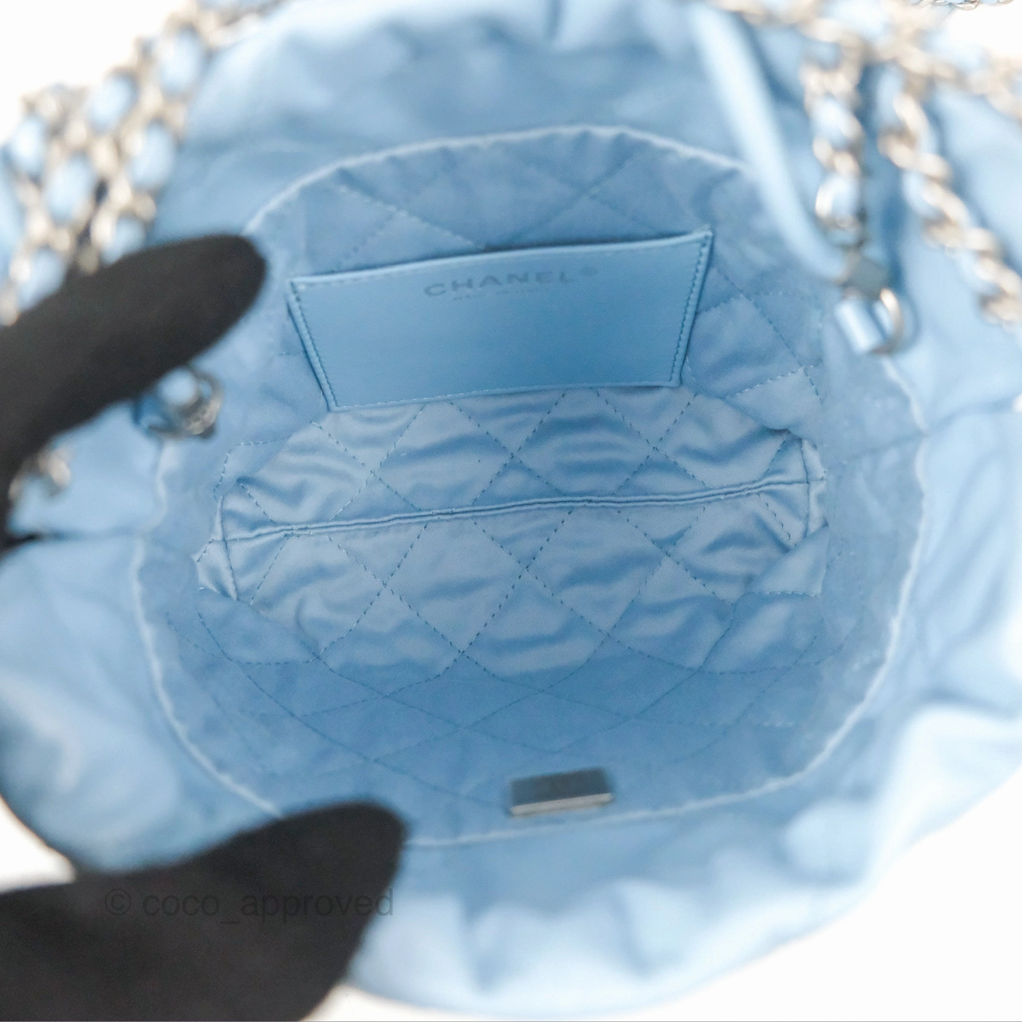 Chanel 22 Mini Bag Light Blue Crumpled Calfskin