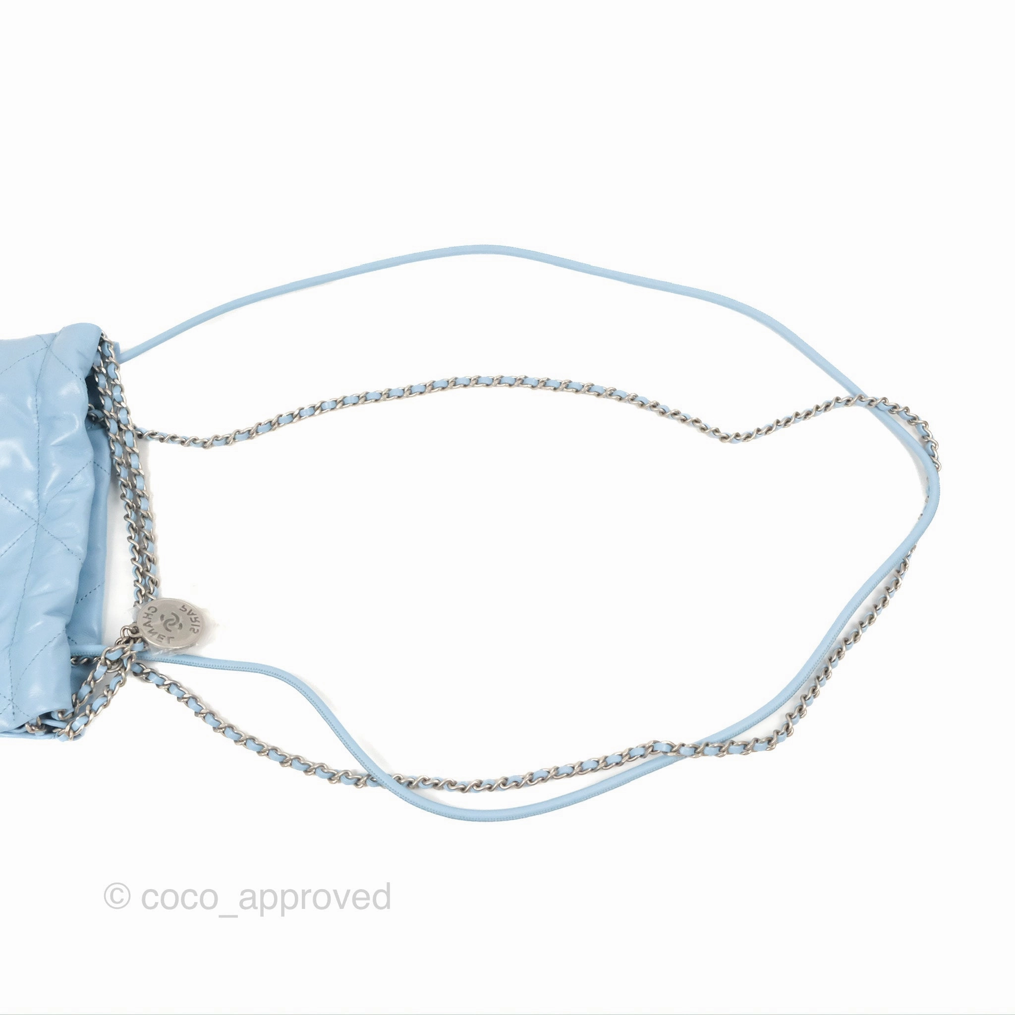 Chanel 22 Mini Bag Light Blue Crumpled Calfskin