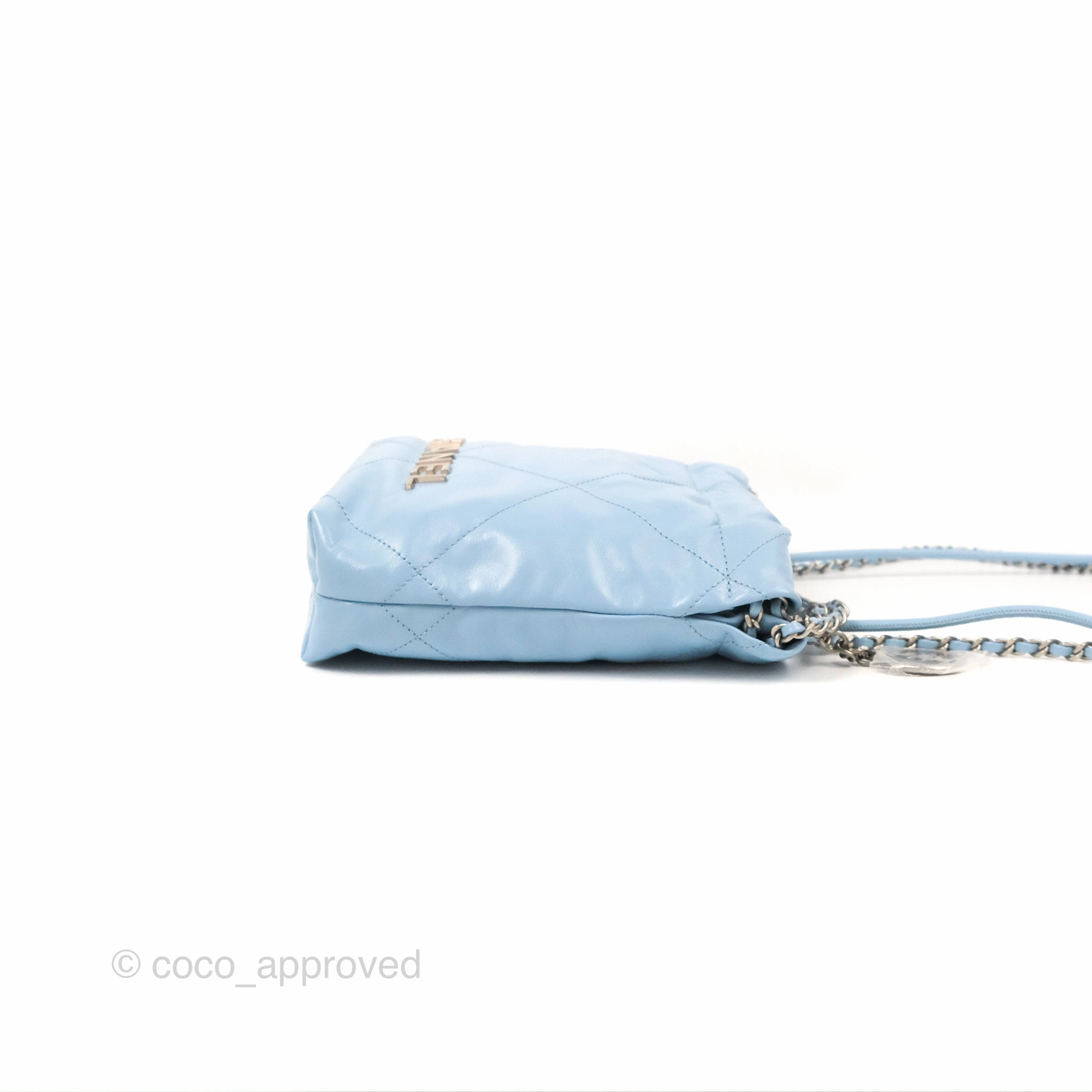 Chanel 22 Mini Bag Light Blue Crumpled Calfskin