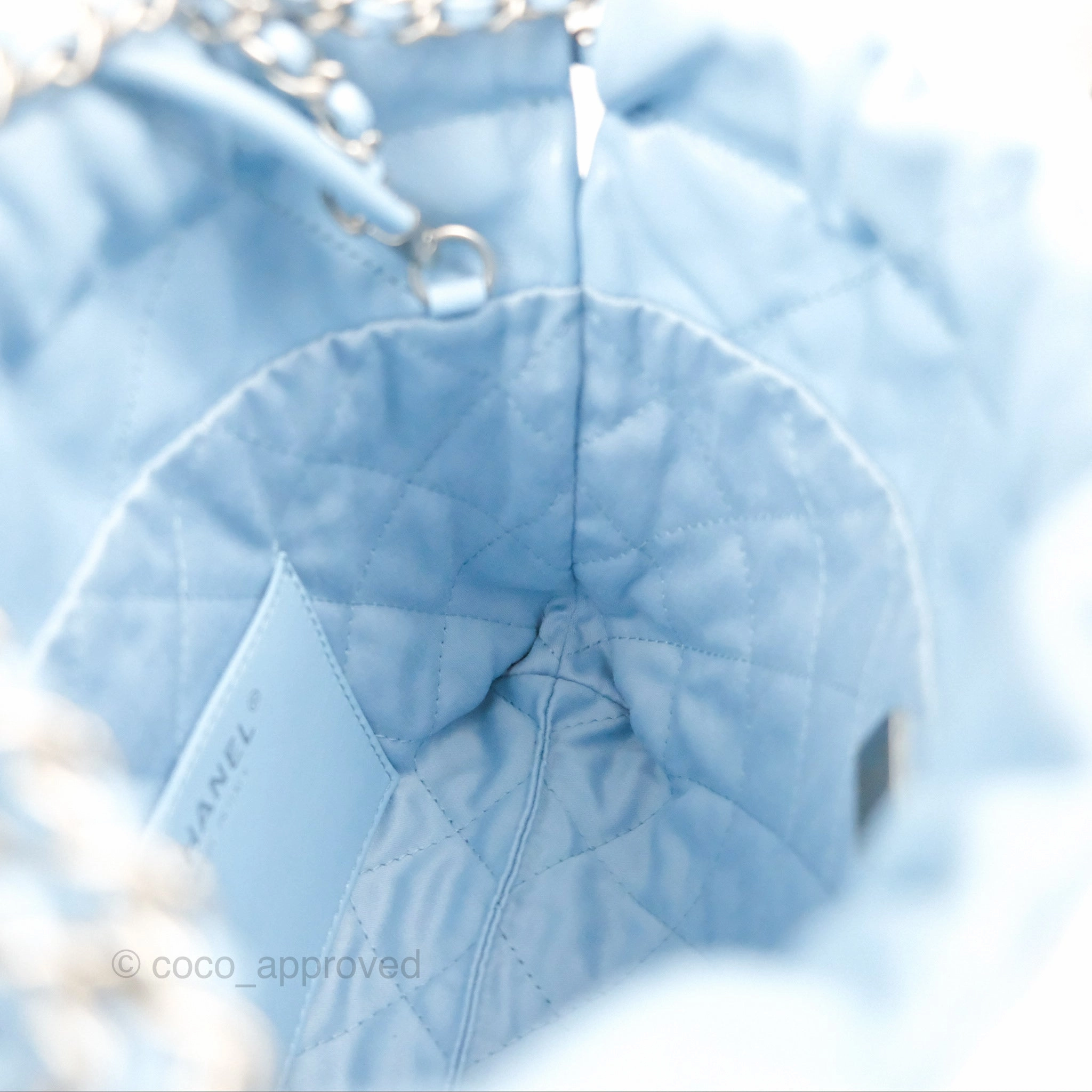 Chanel 22 Mini Bag Light Blue Crumpled Calfskin