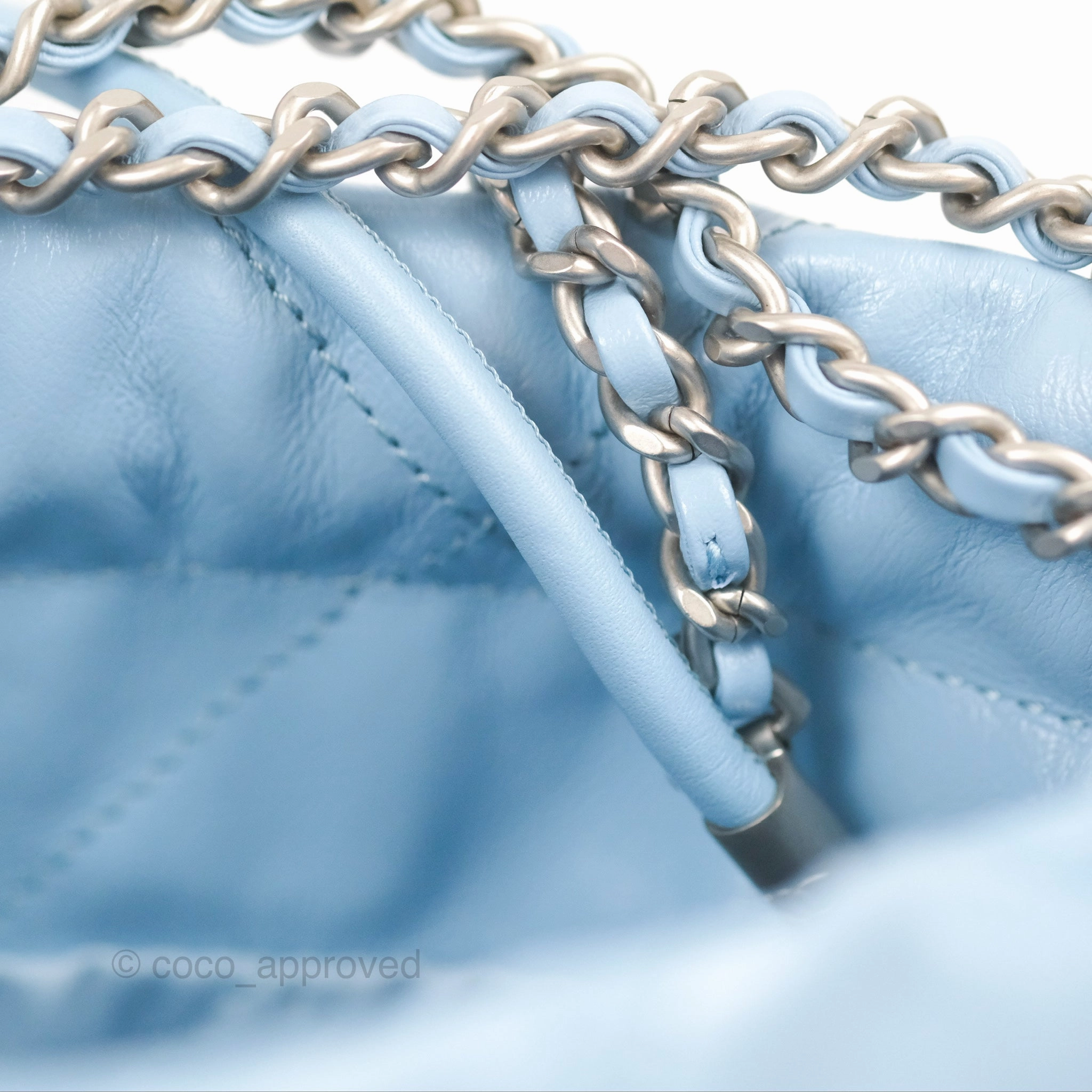 Chanel 22 Mini Bag Light Blue Crumpled Calfskin