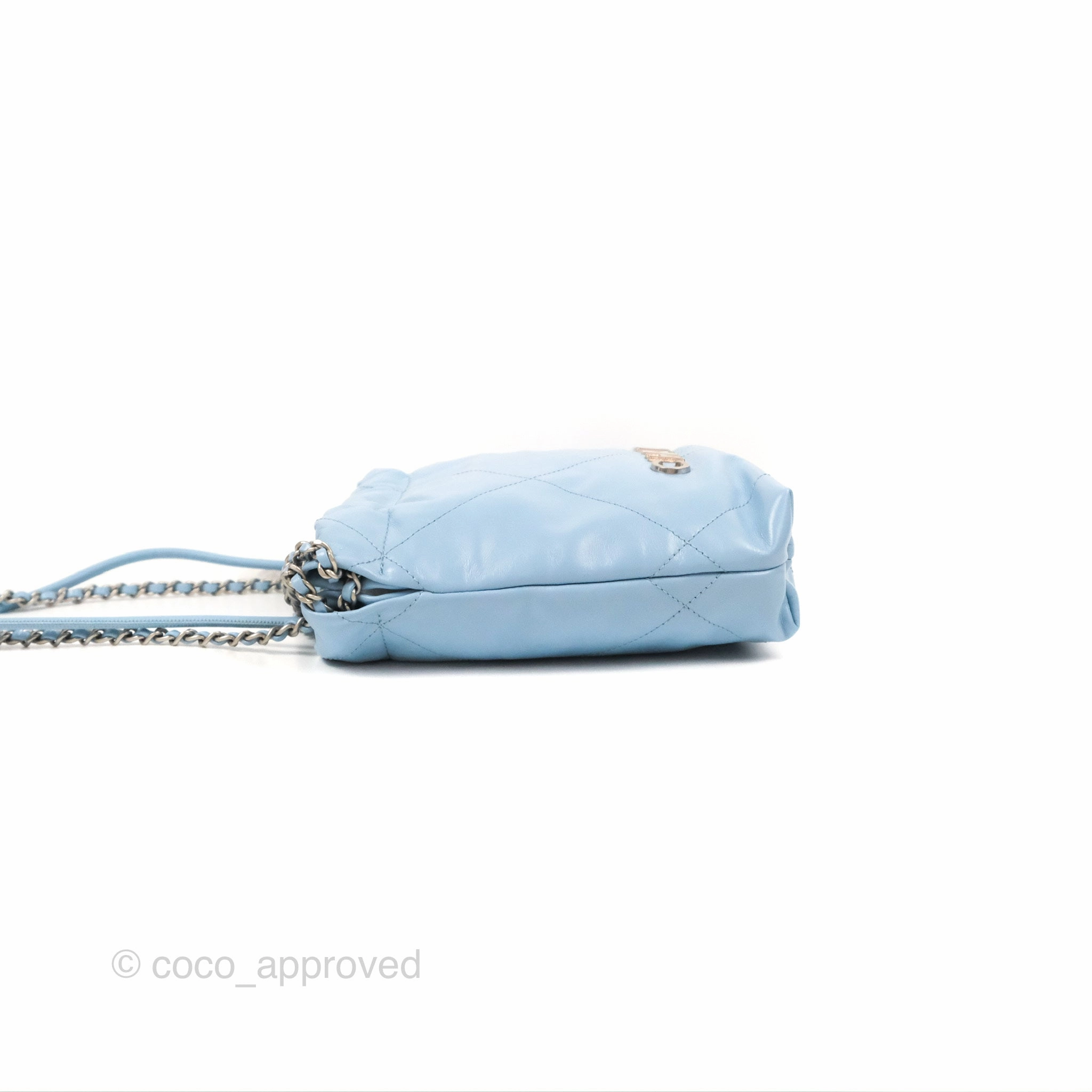 Chanel 22 Mini Bag Light Blue Crumpled Calfskin