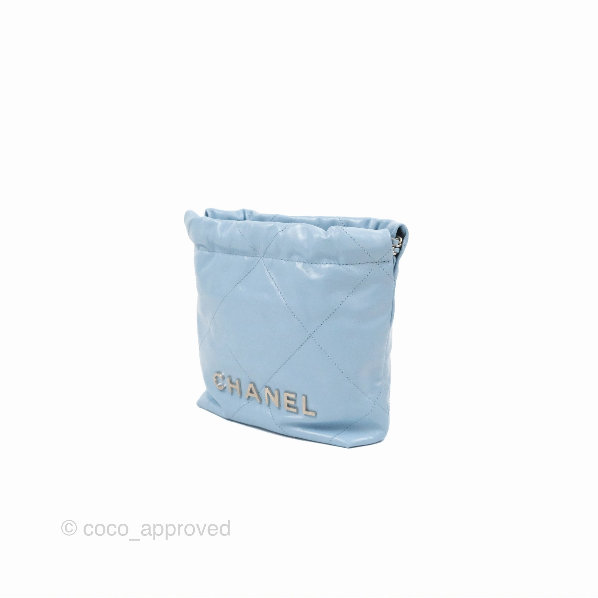 Chanel 22 Mini Bag Light Blue Crumpled Calfskin