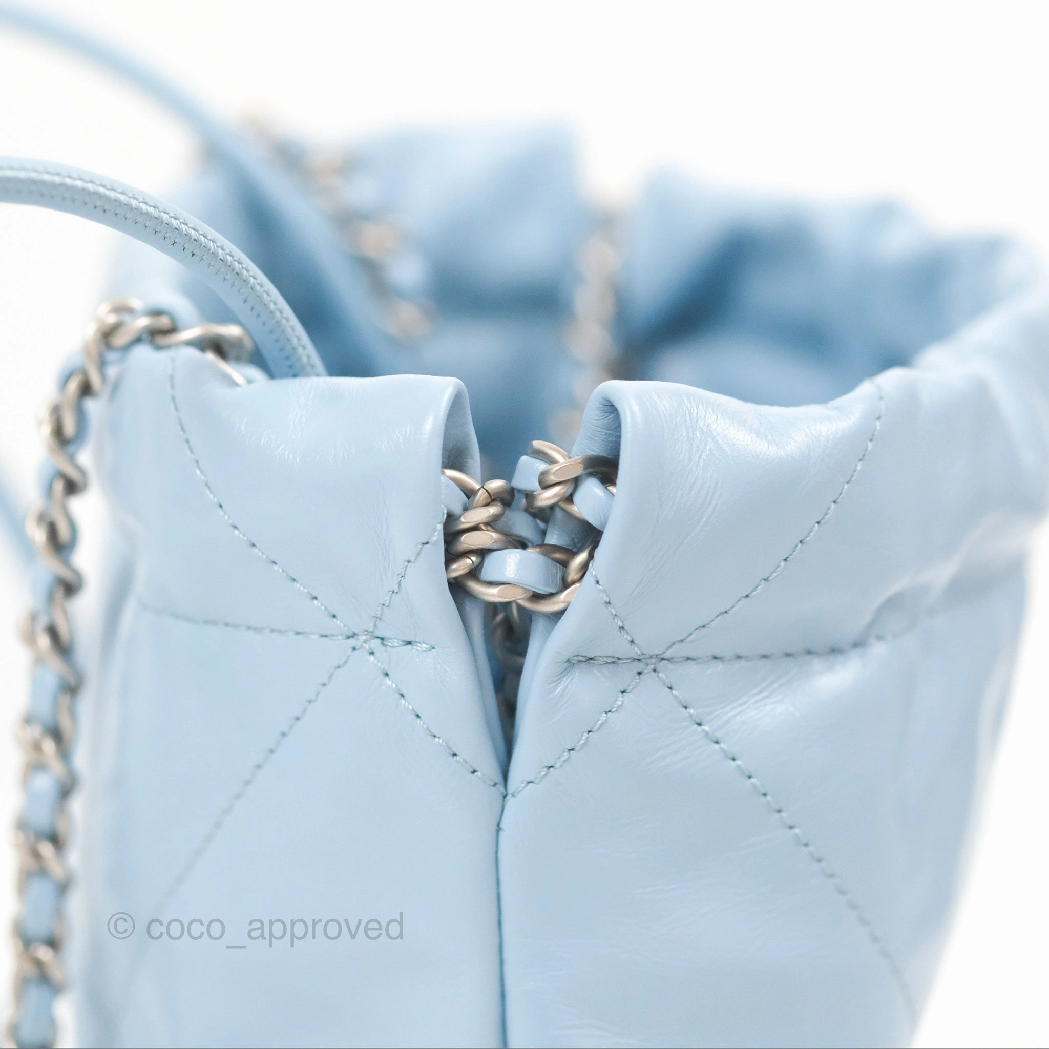 Chanel 22 Mini Bag Light Blue Crumpled Calfskin