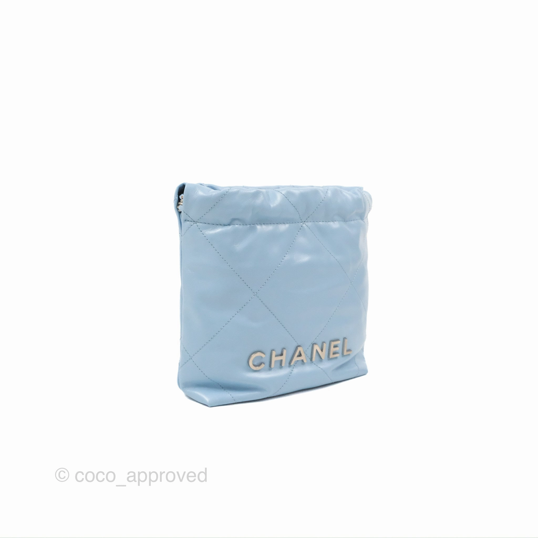 Chanel 22 Mini Bag Light Blue Crumpled Calfskin