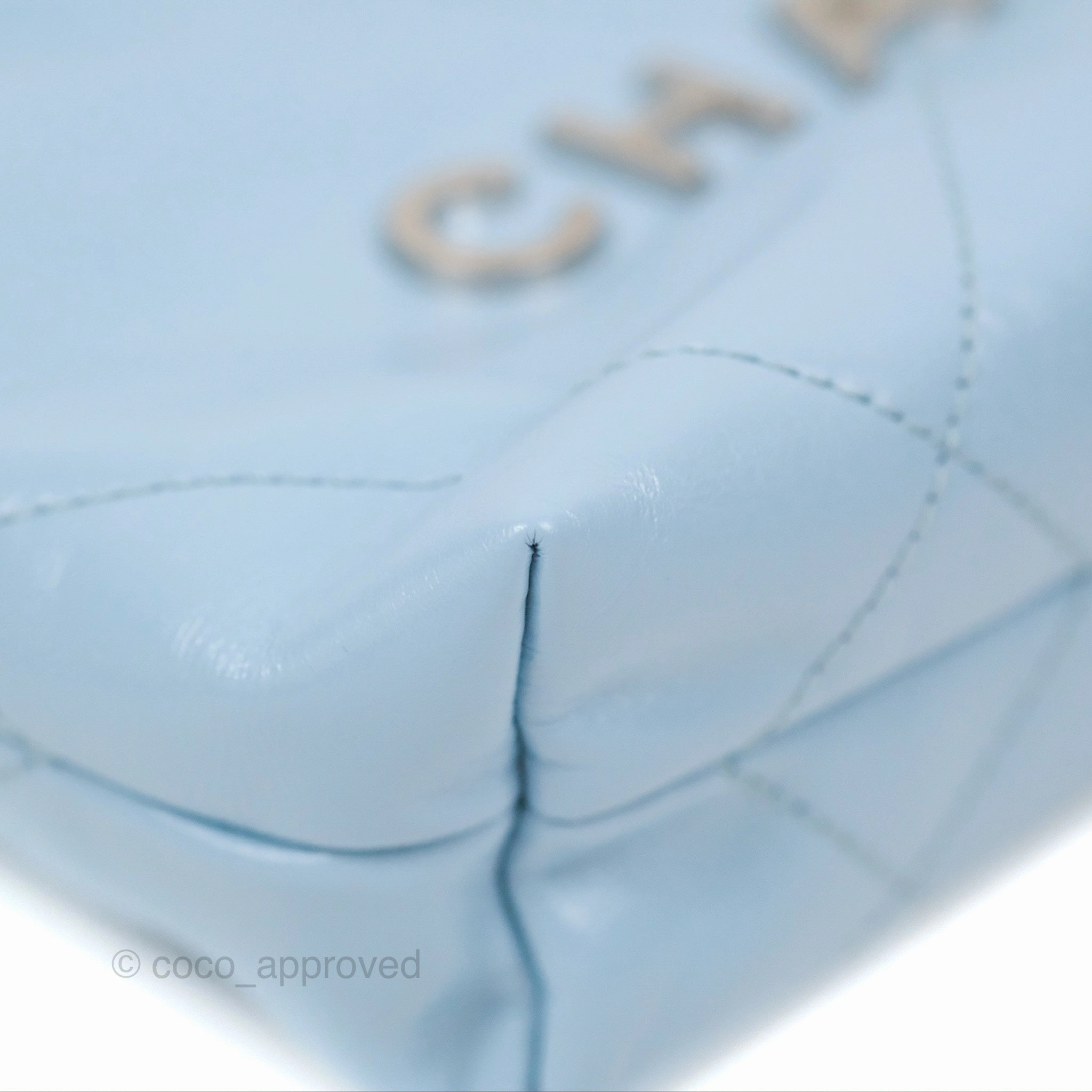 Chanel 22 Mini Bag Light Blue Crumpled Calfskin