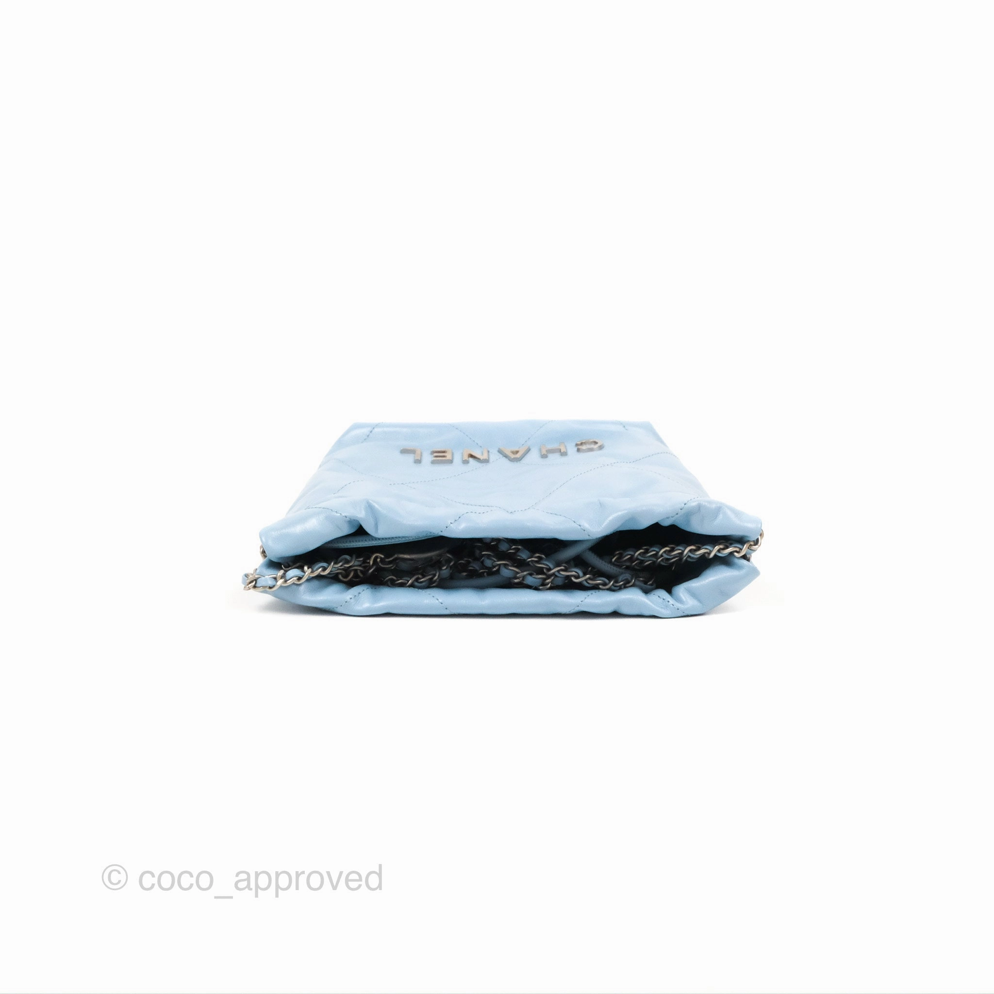 Chanel 22 Mini Bag Light Blue Crumpled Calfskin