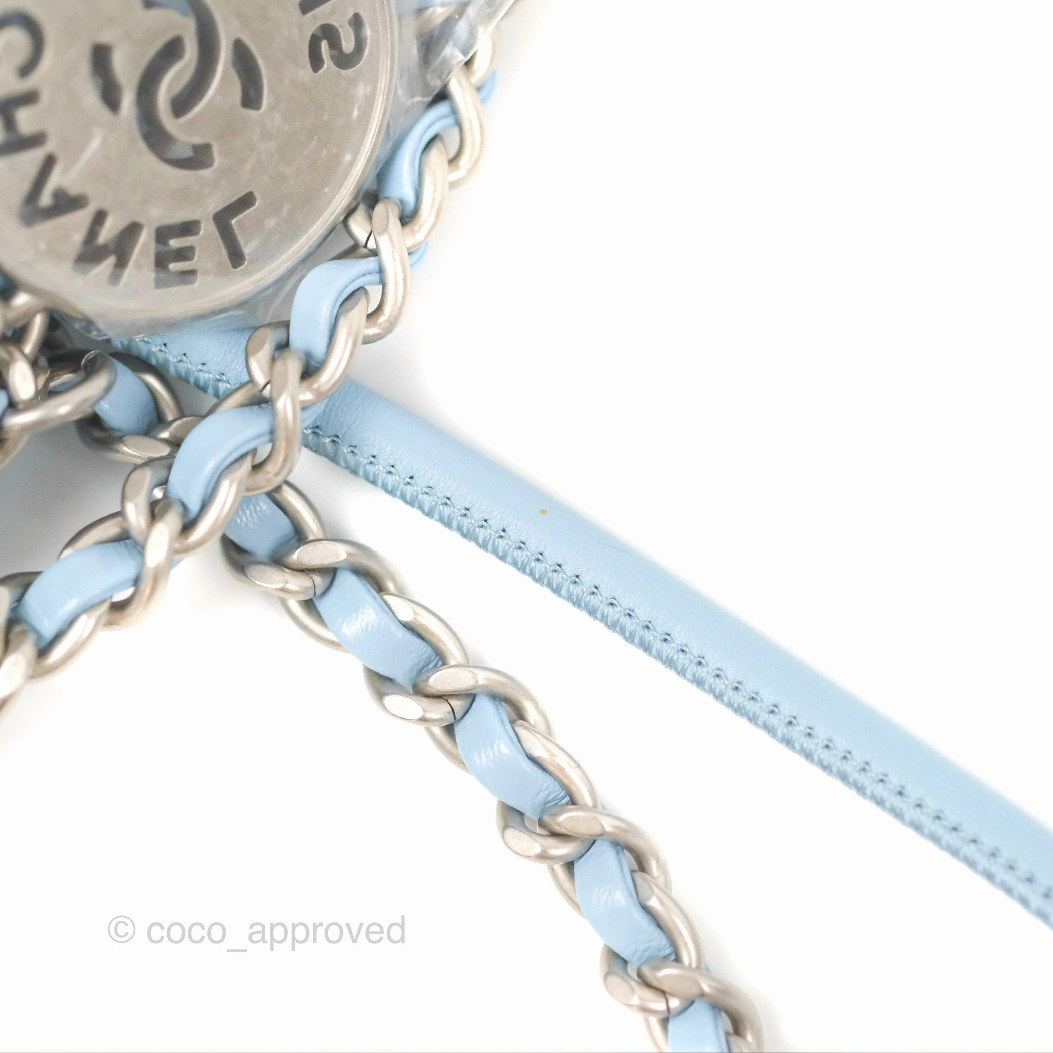 Chanel 22 Mini Bag Light Blue Crumpled Calfskin
