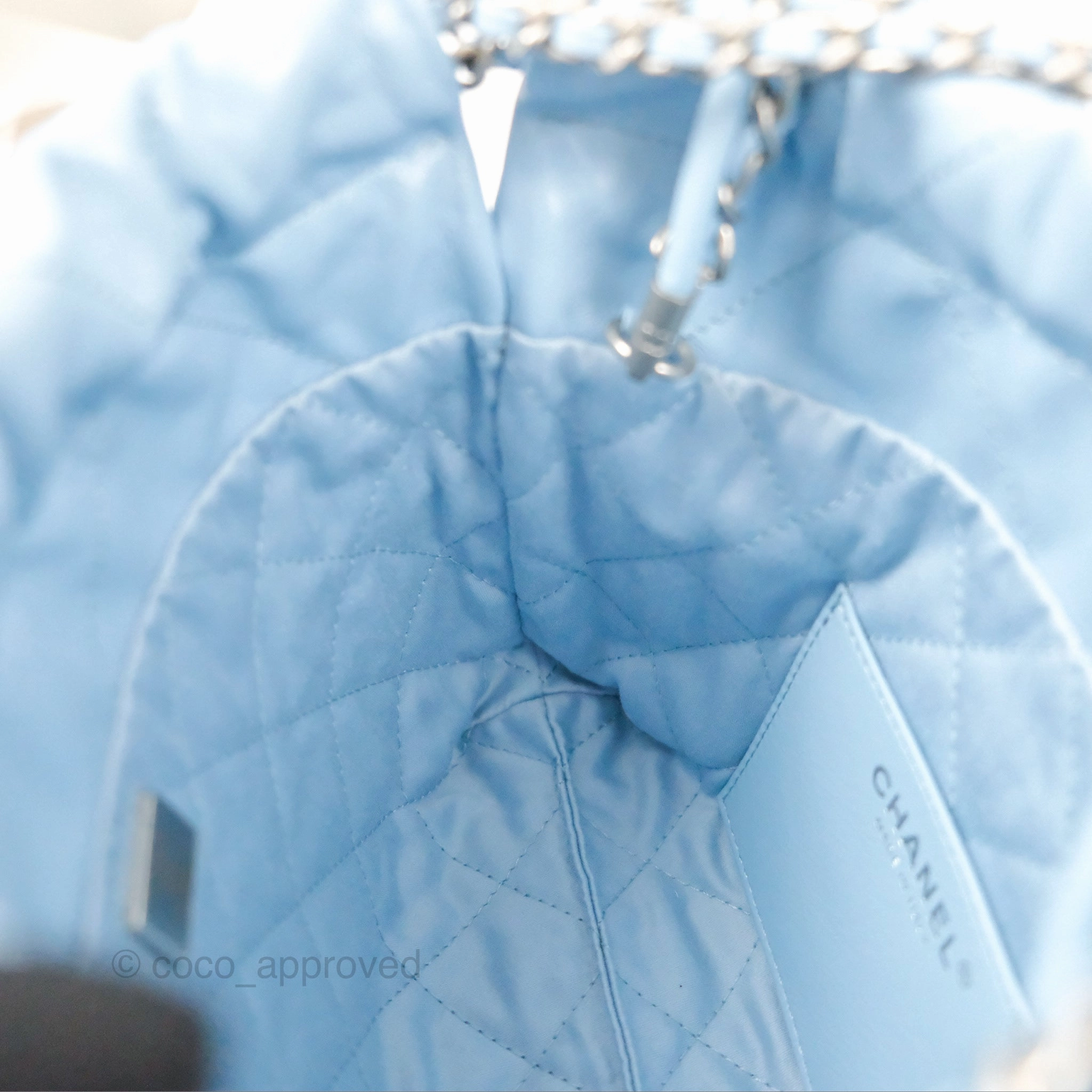 Chanel 22 Mini Bag Light Blue Crumpled Calfskin