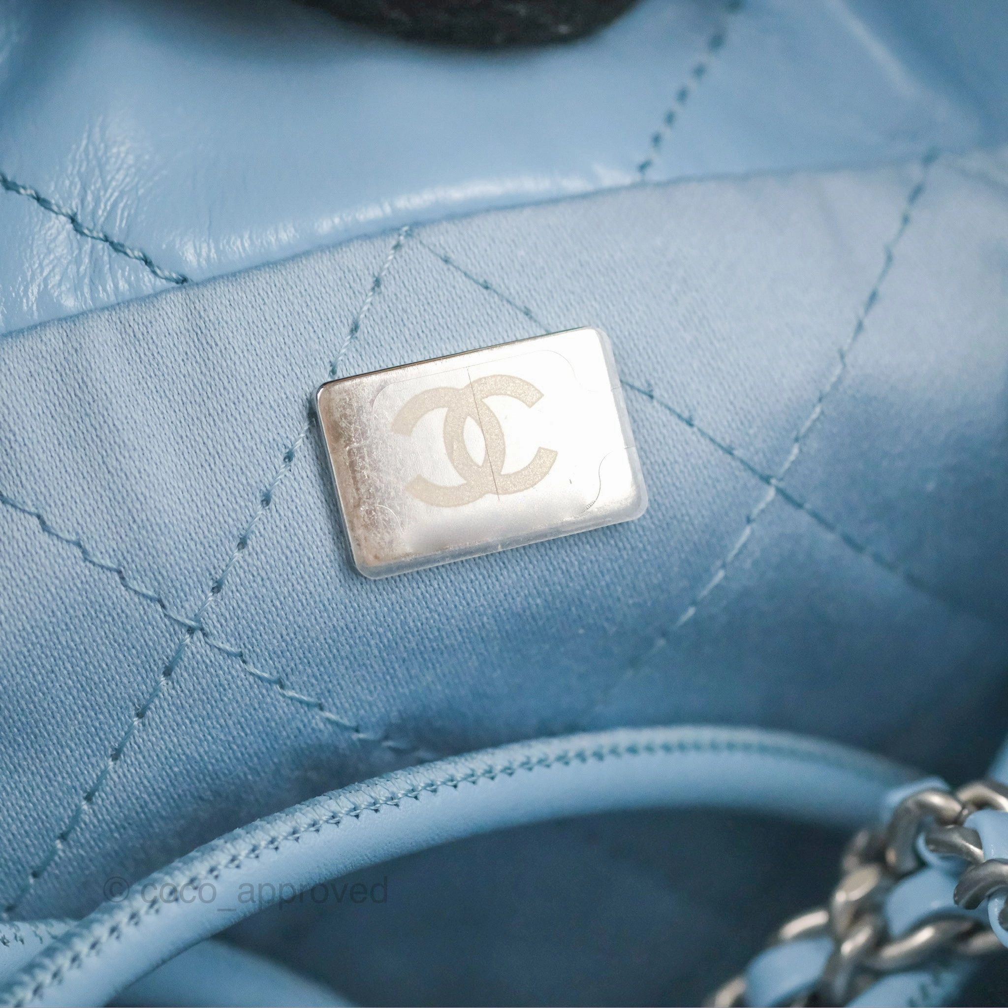 Chanel 22 Mini Bag Light Blue Crumpled Calfskin