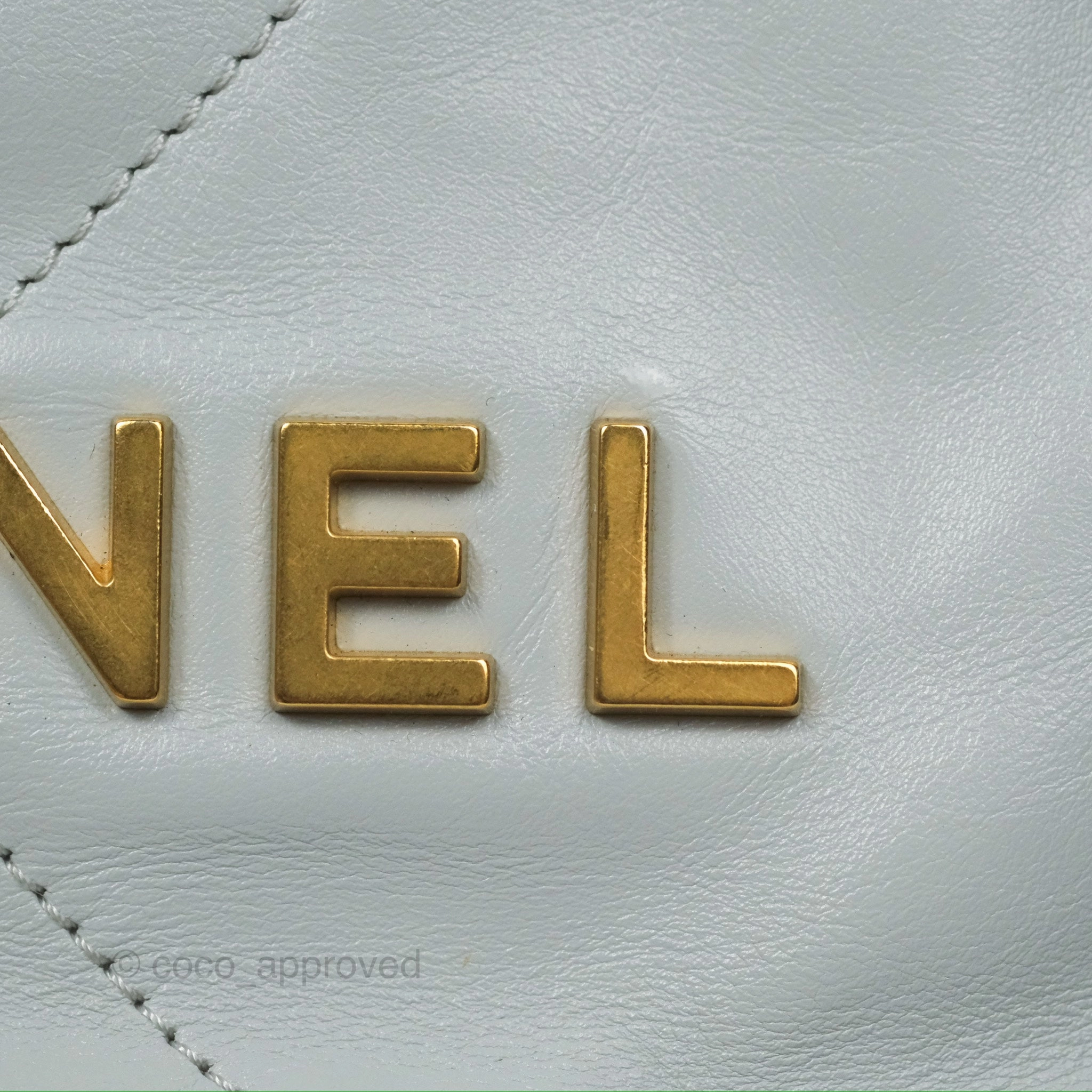 Chanel 22 Mini Bag Light Blue Grey Shiny Calfskin