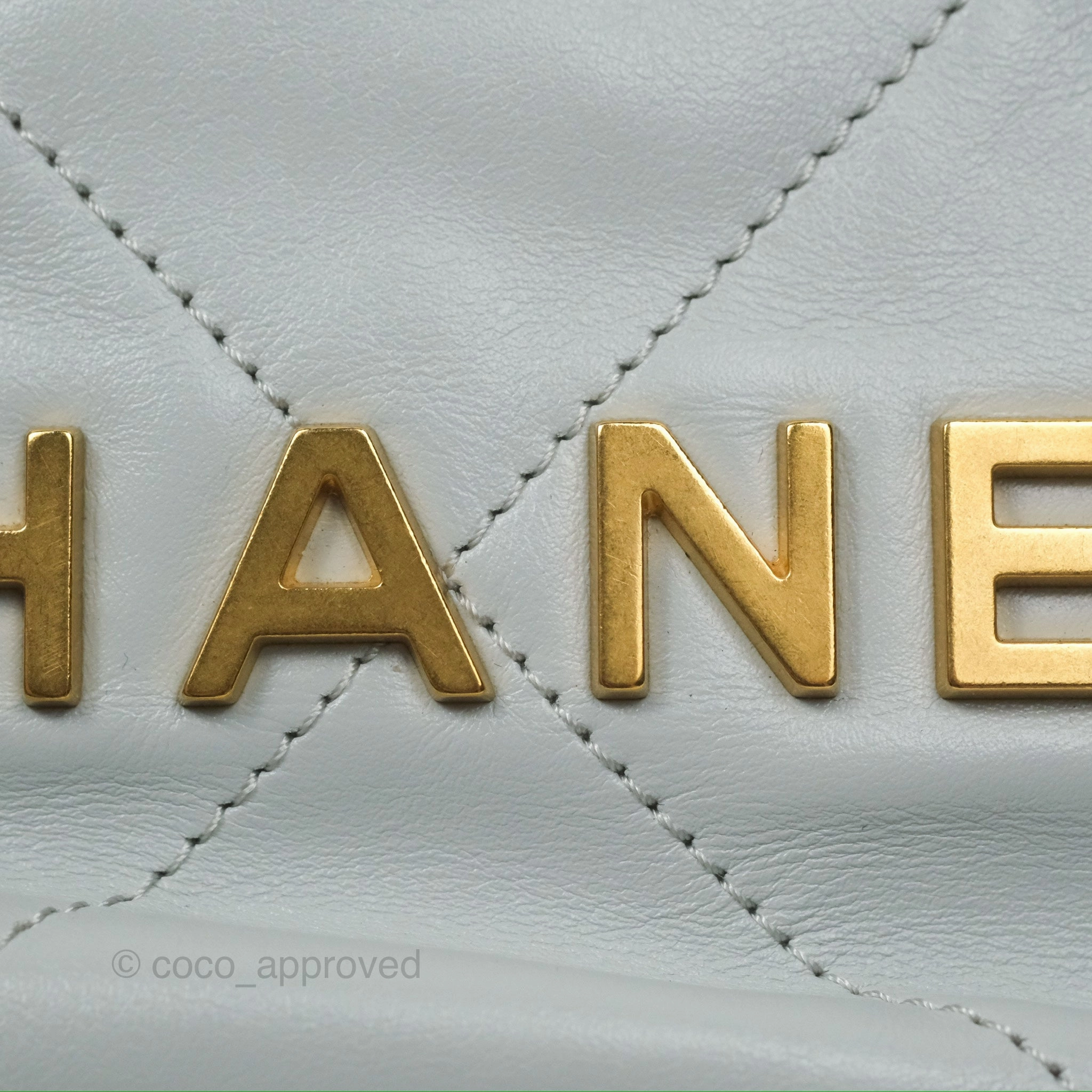 Chanel 22 Mini Bag Light Blue Grey Shiny Calfskin