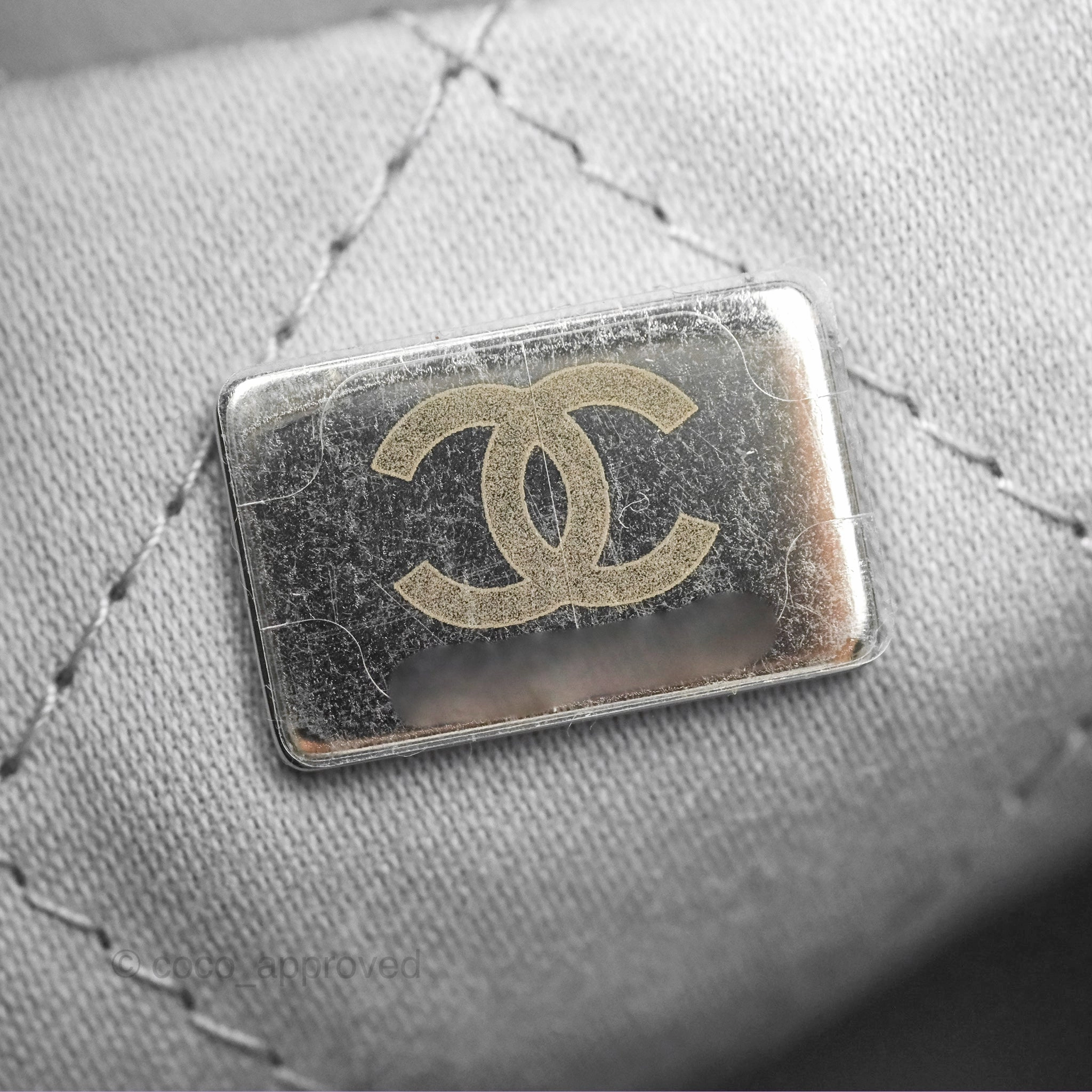 Chanel 22 Mini Bag Light Grey Shiny Crumpled Calfskin Matte Silver Hardware