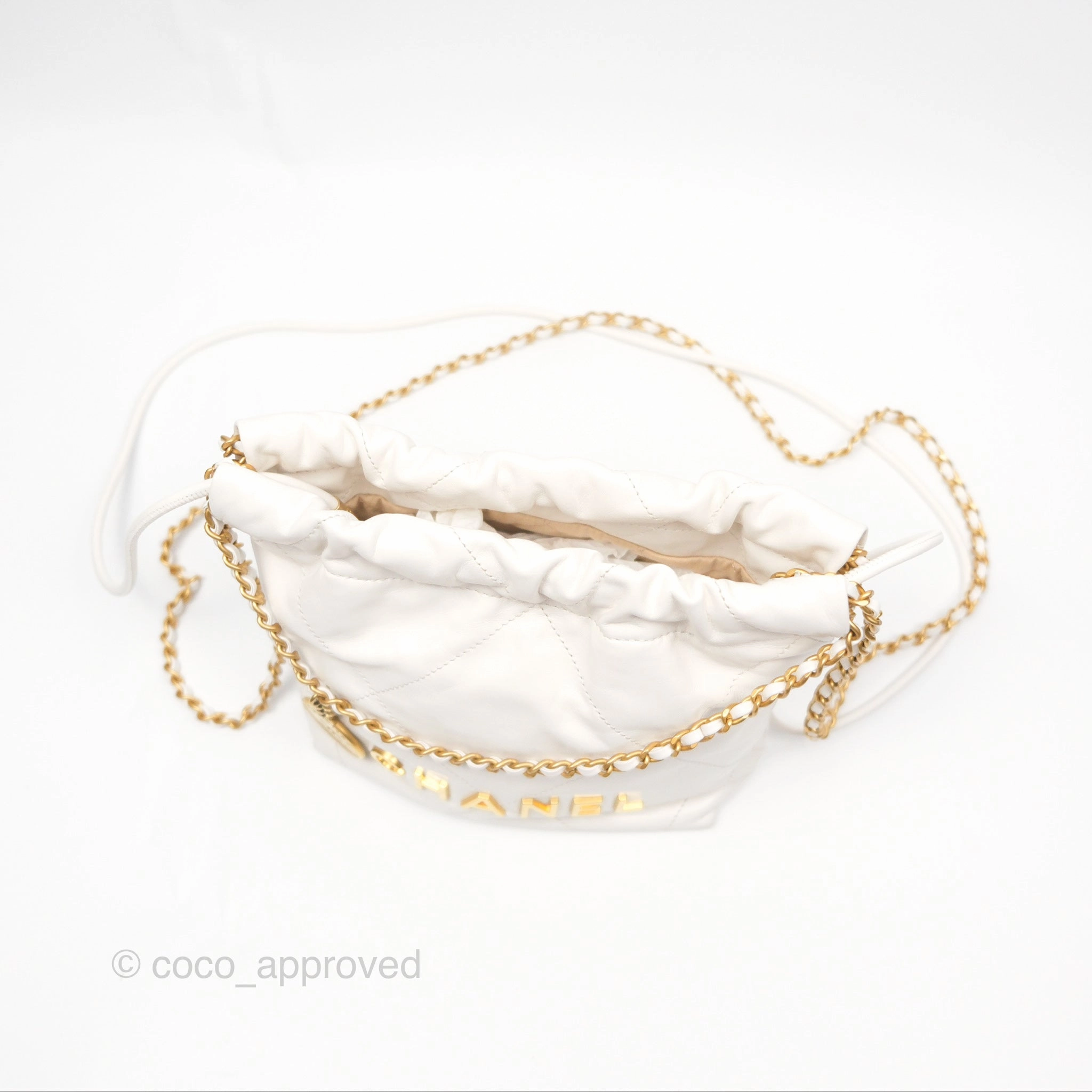 Chanel 22 Mini Bag White Shiny Crumpled Calfskin