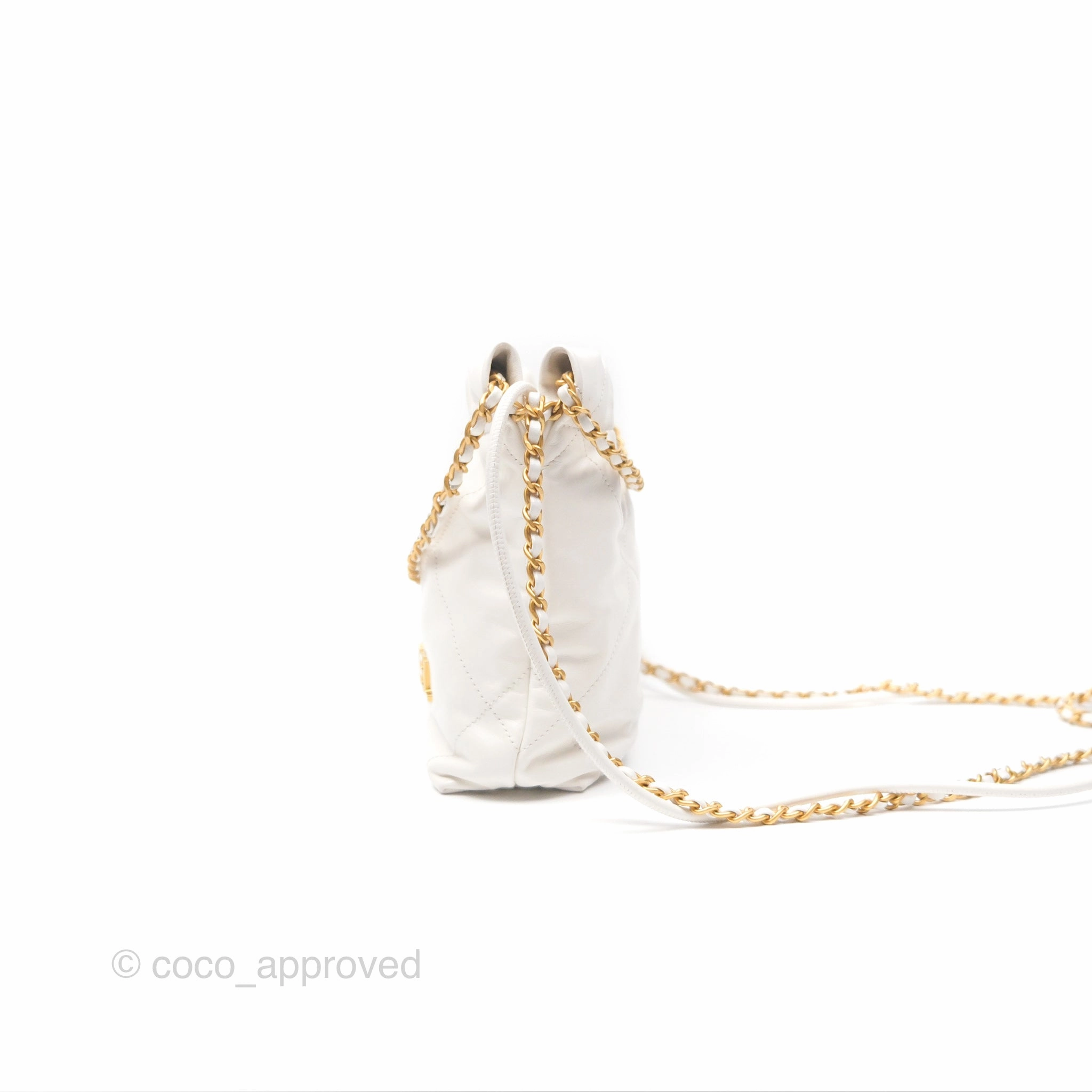 Chanel 22 Mini Bag White Shiny Crumpled Calfskin