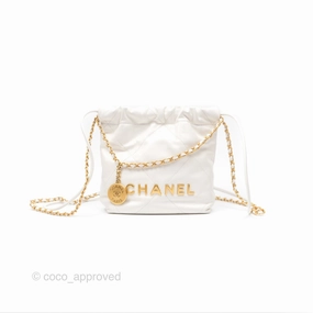 Chanel 22 Mini Bag White Shiny Crumpled Calfskin