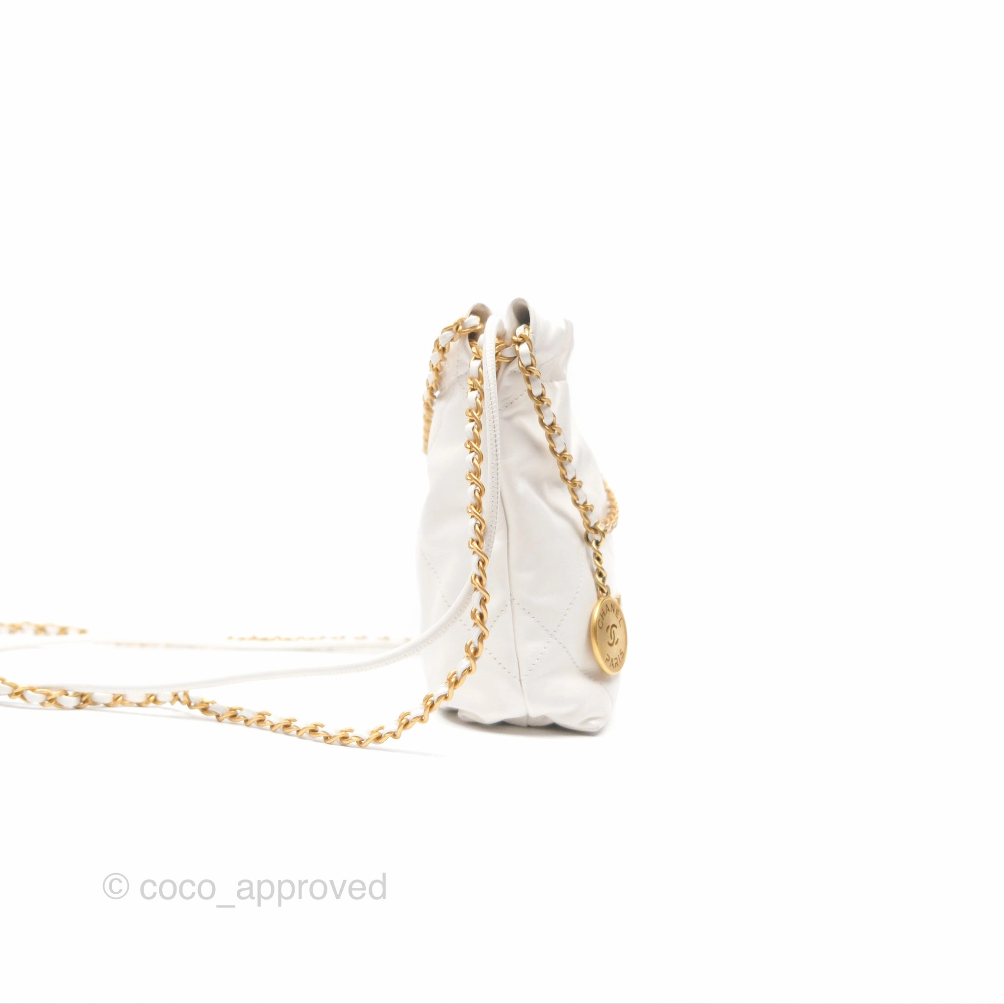 Chanel 22 Mini Bag White Shiny Crumpled Calfskin