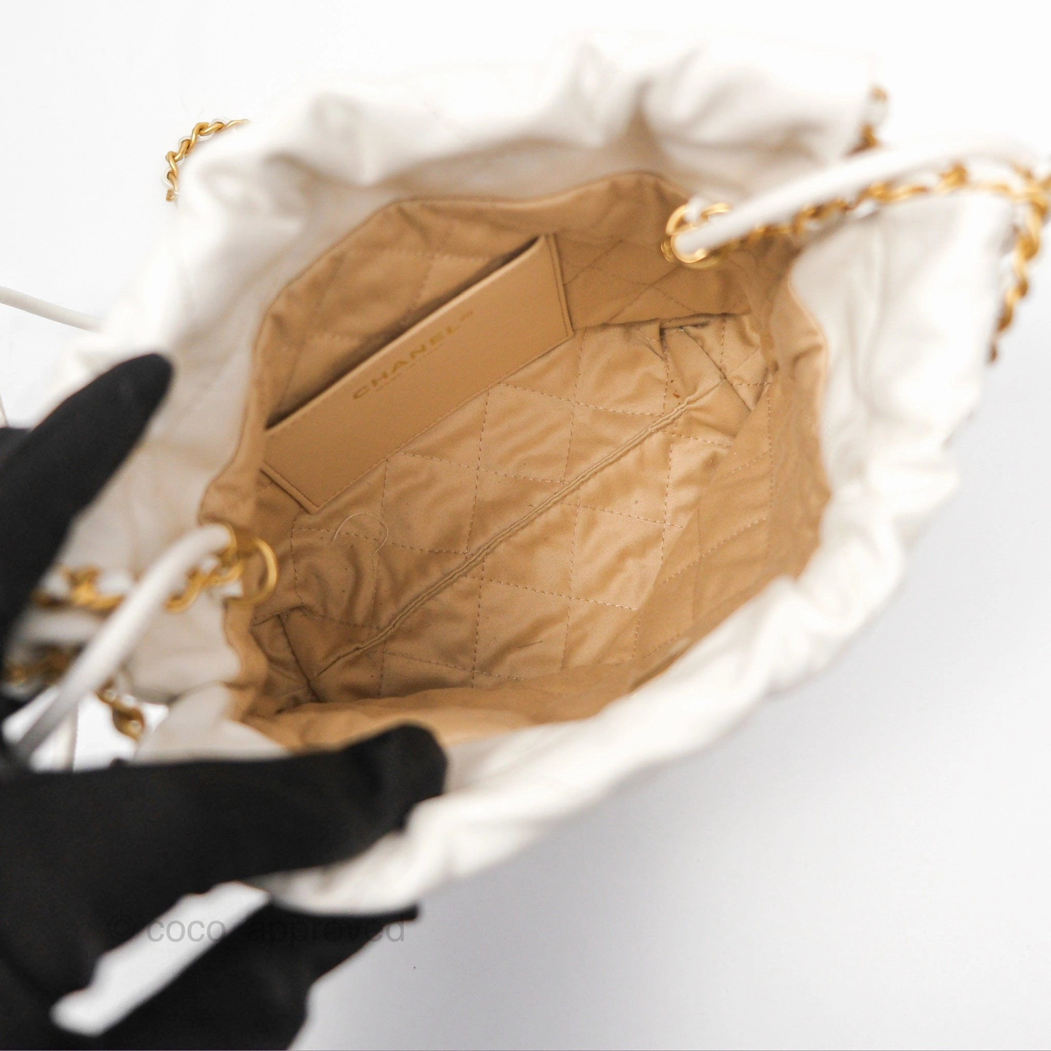 Chanel 22 Mini Bag White Shiny Crumpled Calfskin