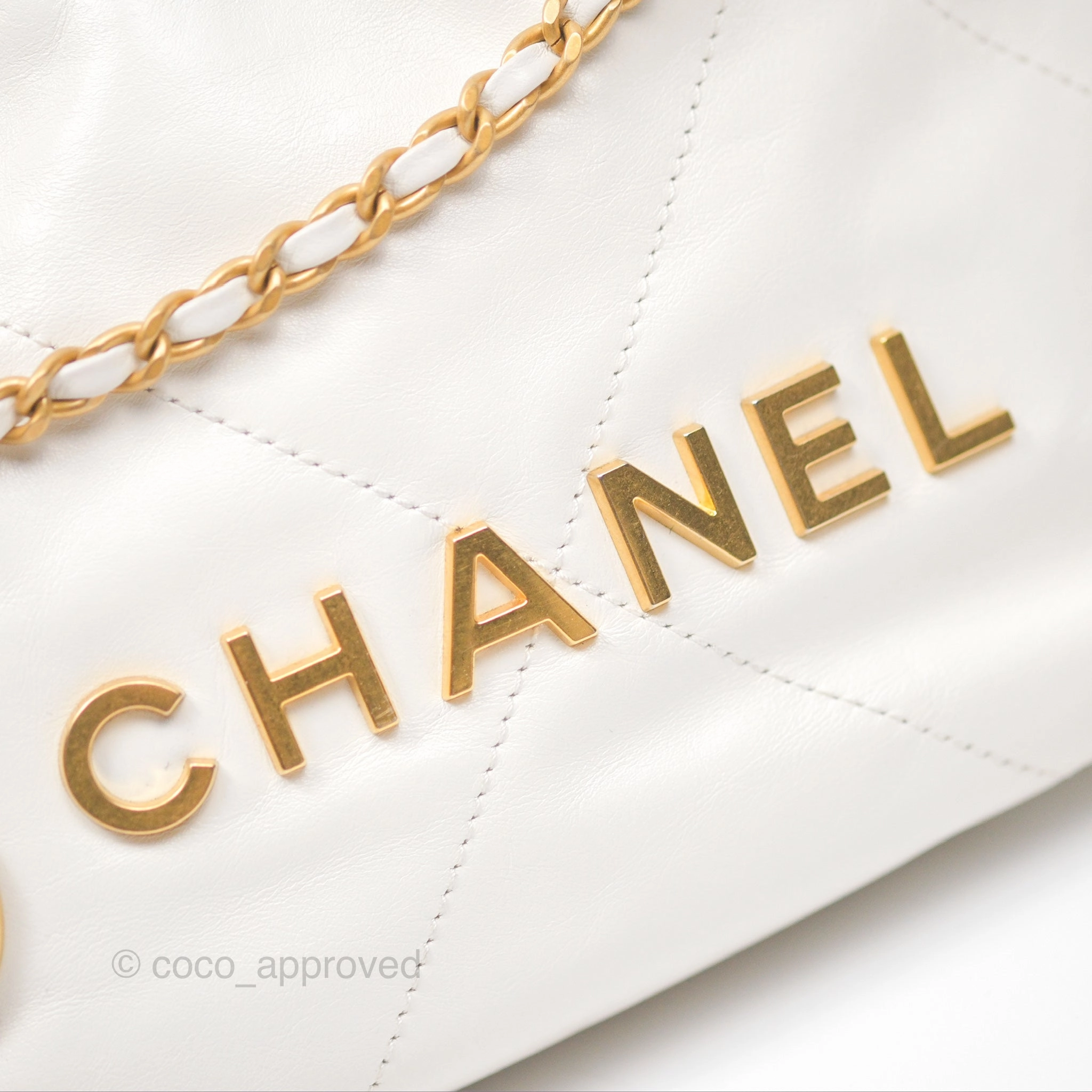 Chanel 22 Mini Bag White Shiny Crumpled Calfskin