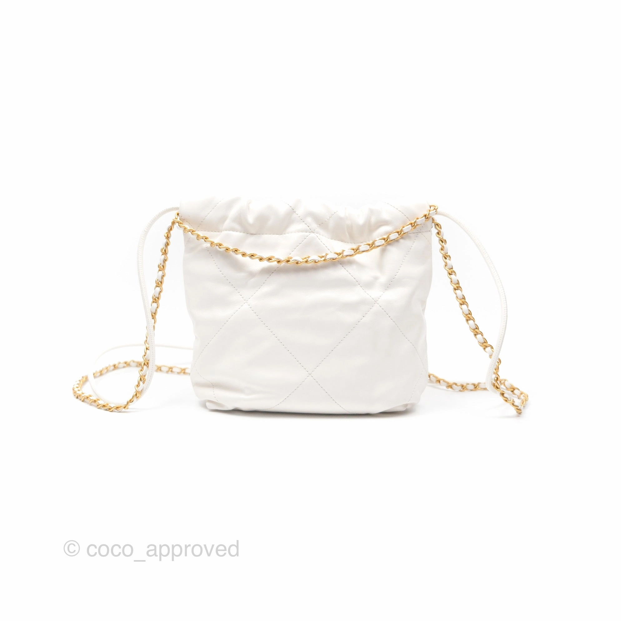 Chanel 22 Mini Bag White Shiny Crumpled Calfskin