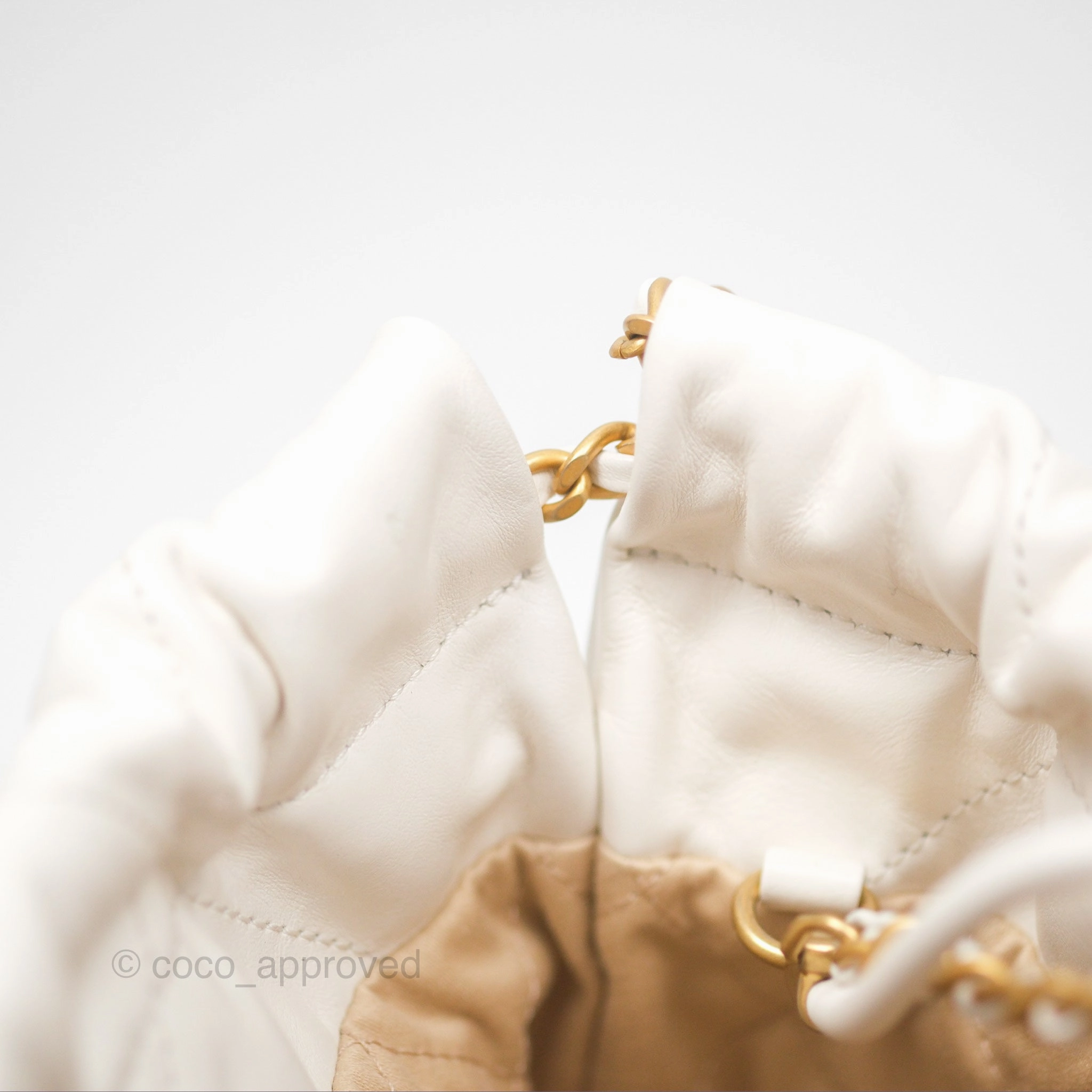 Chanel 22 Mini Bag White Shiny Crumpled Calfskin