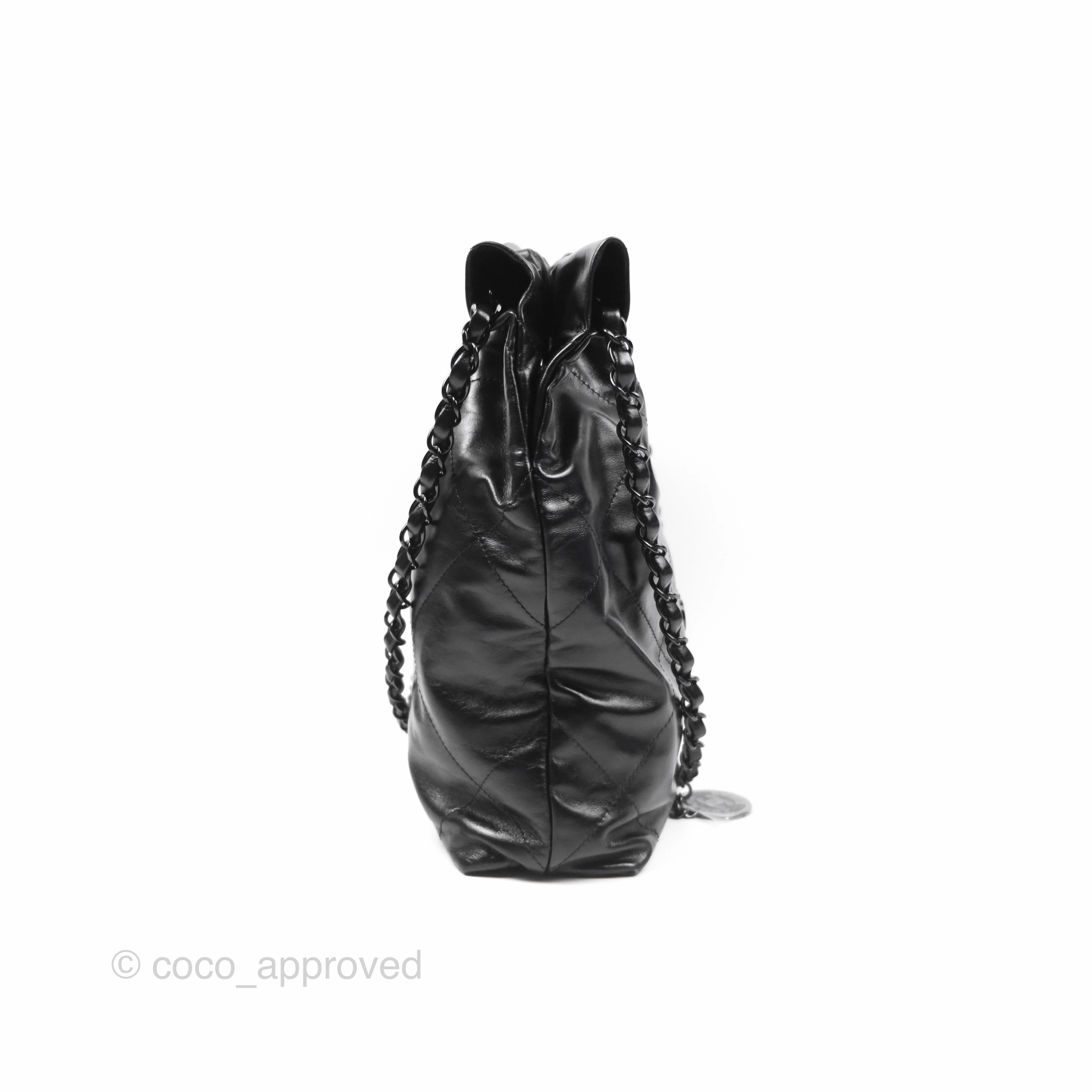 Chanel 22 Small Black Calfskin So Black Hardware