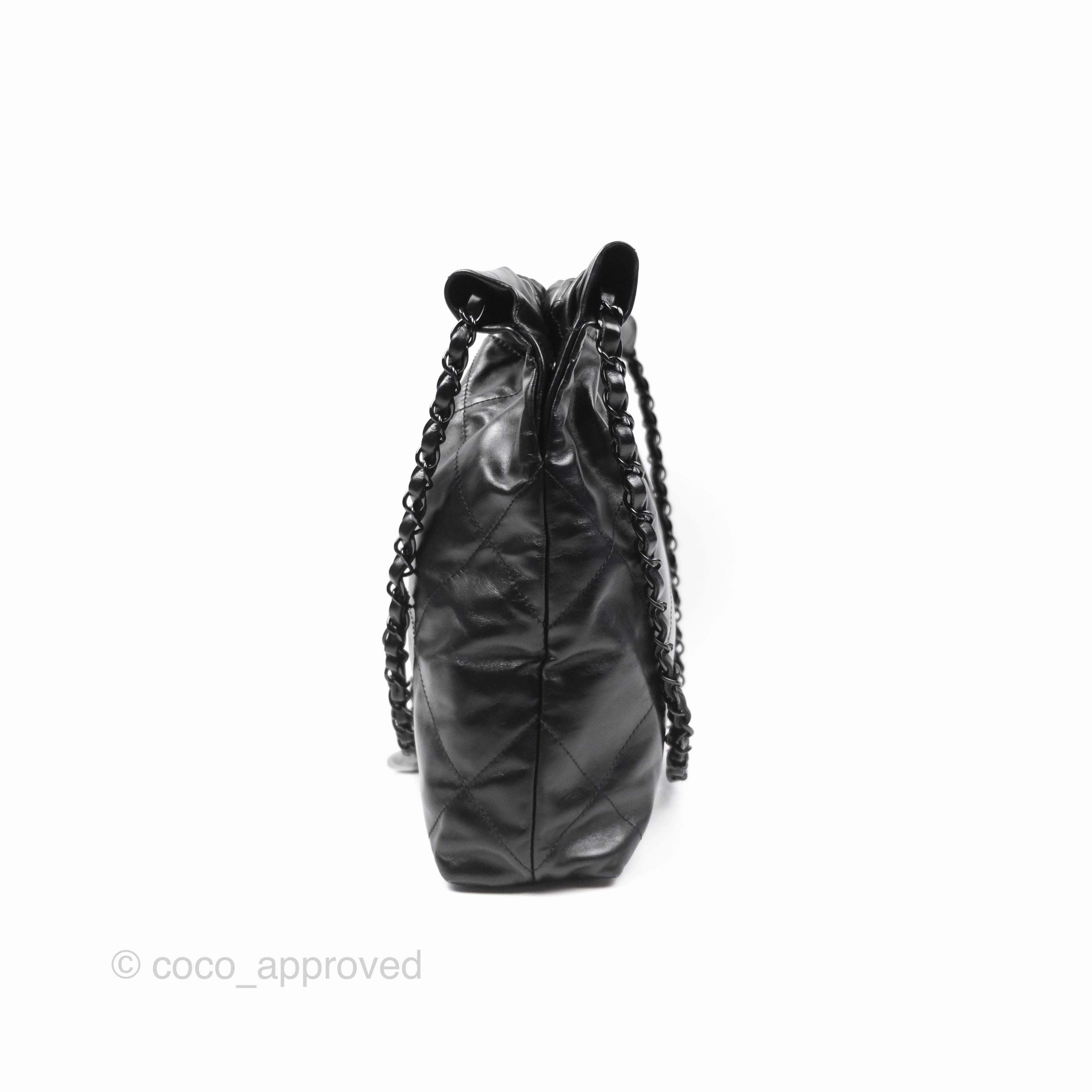 Chanel 22 Small Black Calfskin So Black Hardware
