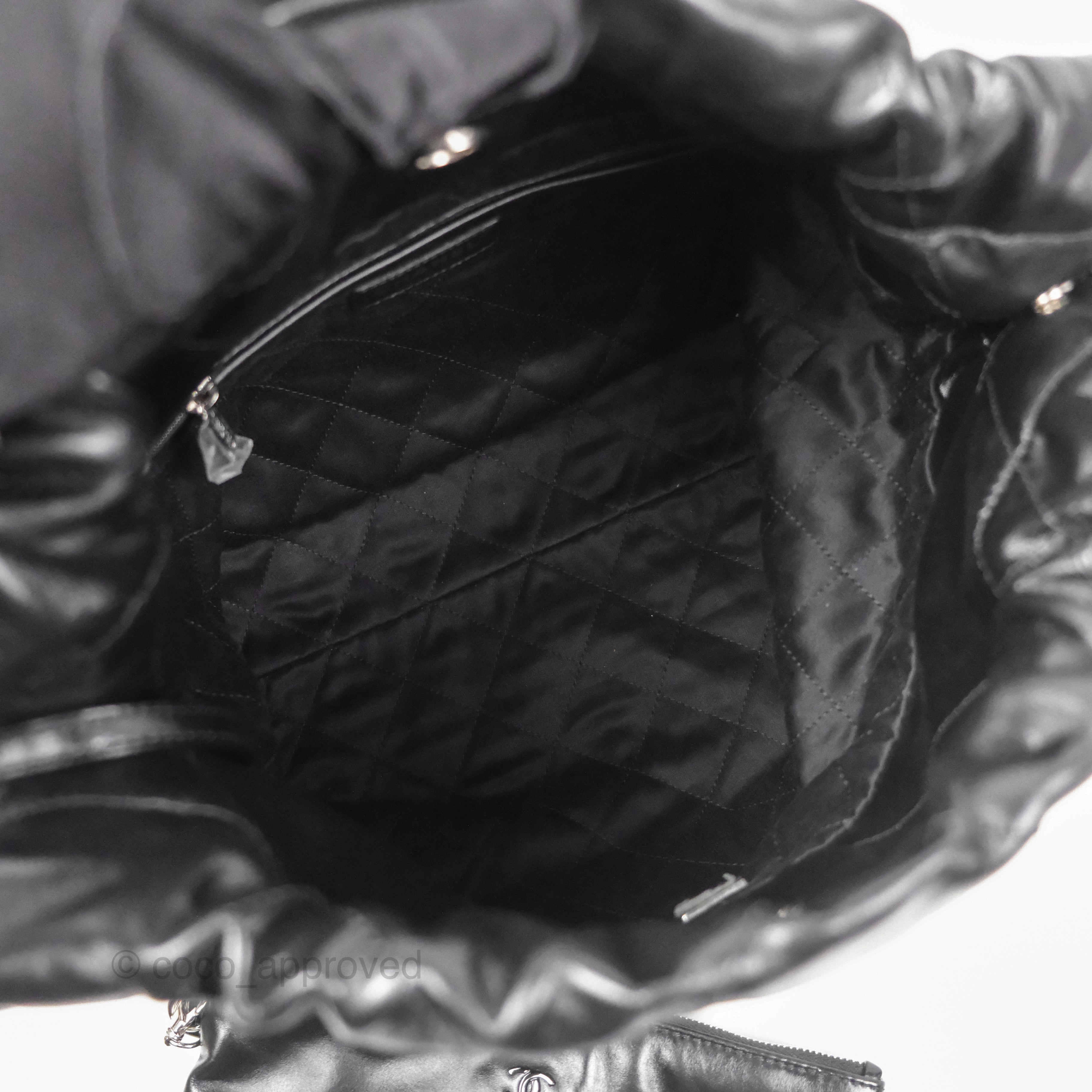 Chanel 22 Small Black Calfskin So Black Hardware
