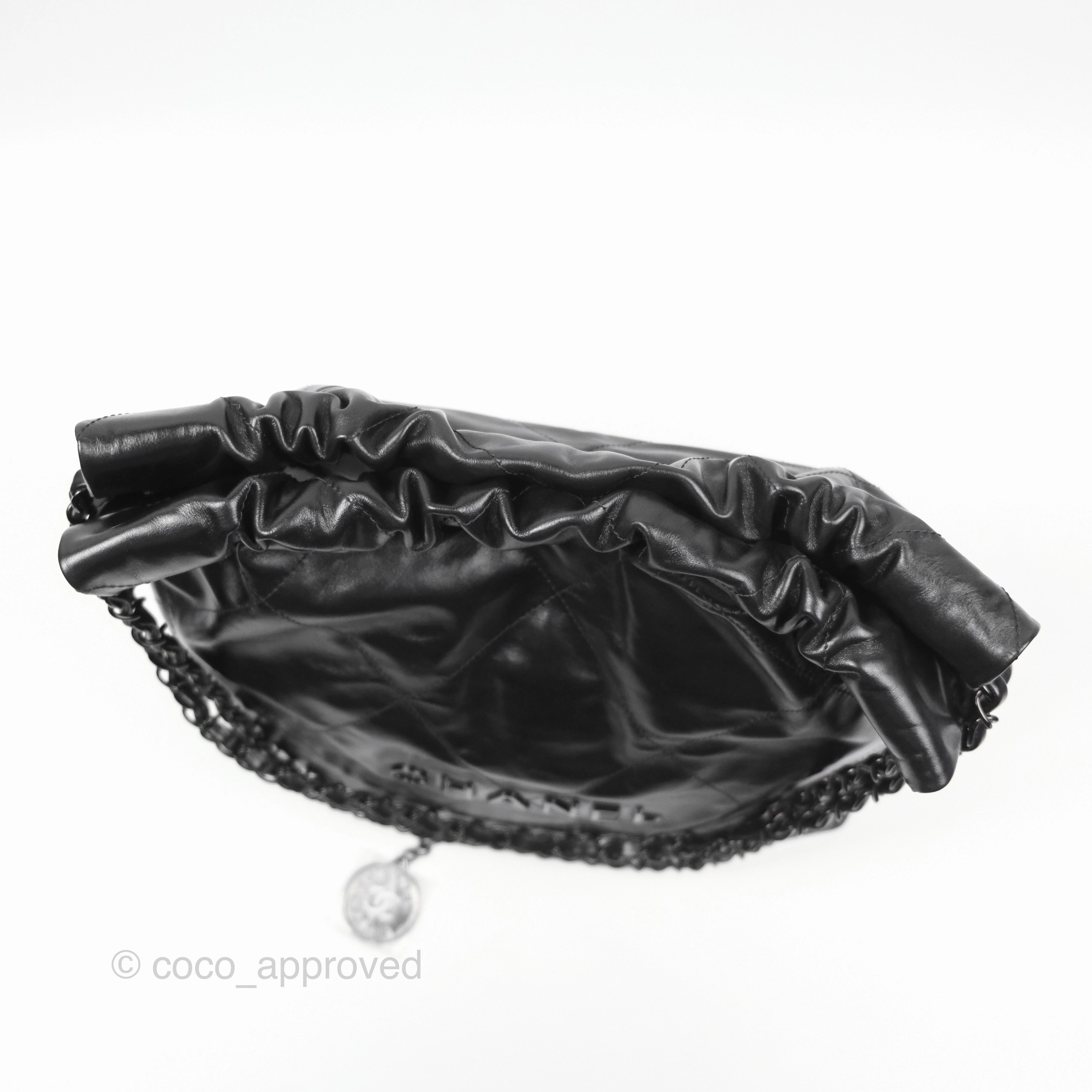 Chanel 22 Small Black Calfskin So Black Hardware
