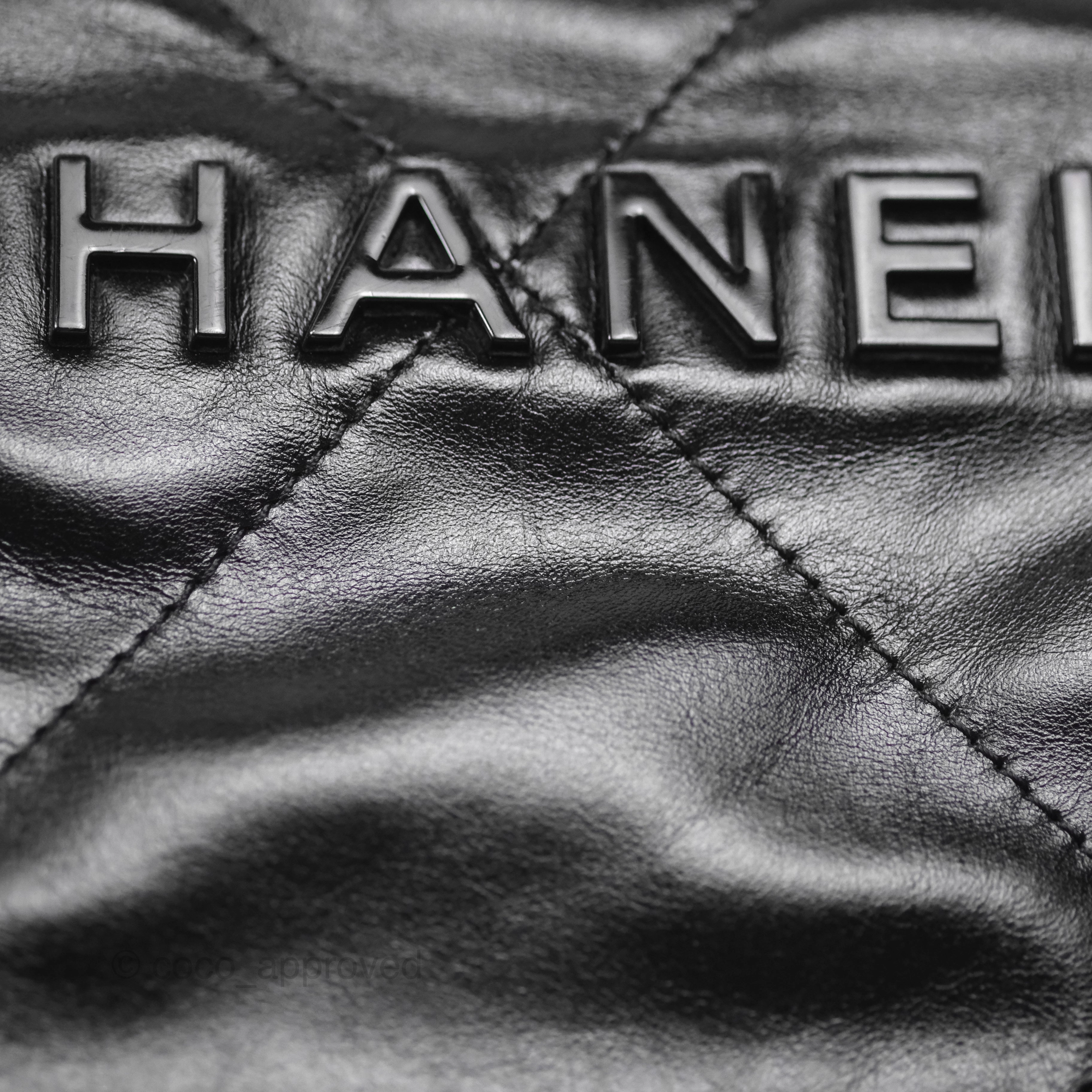 Chanel 22 Small Black Calfskin So Black Hardware