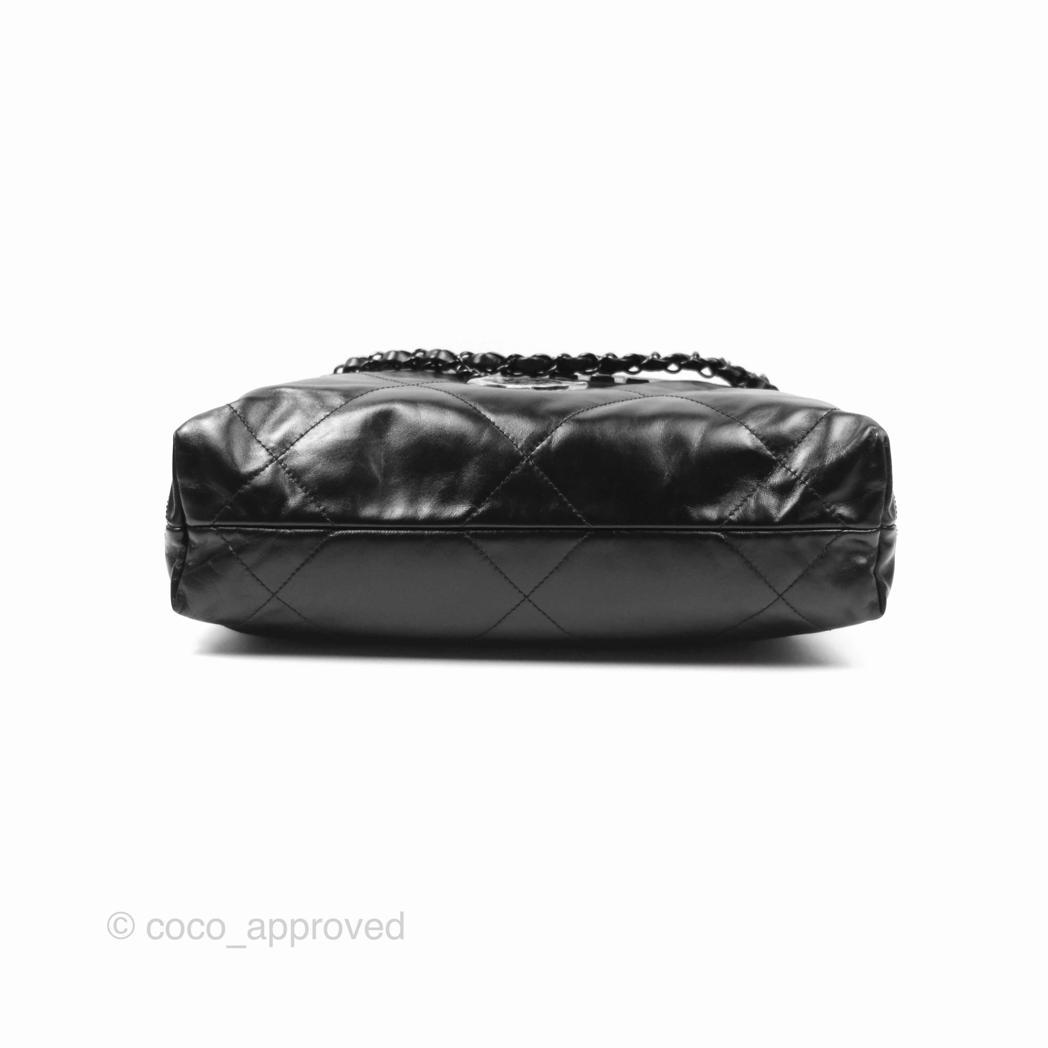 Chanel 22 Small Black Calfskin So Black Hardware
