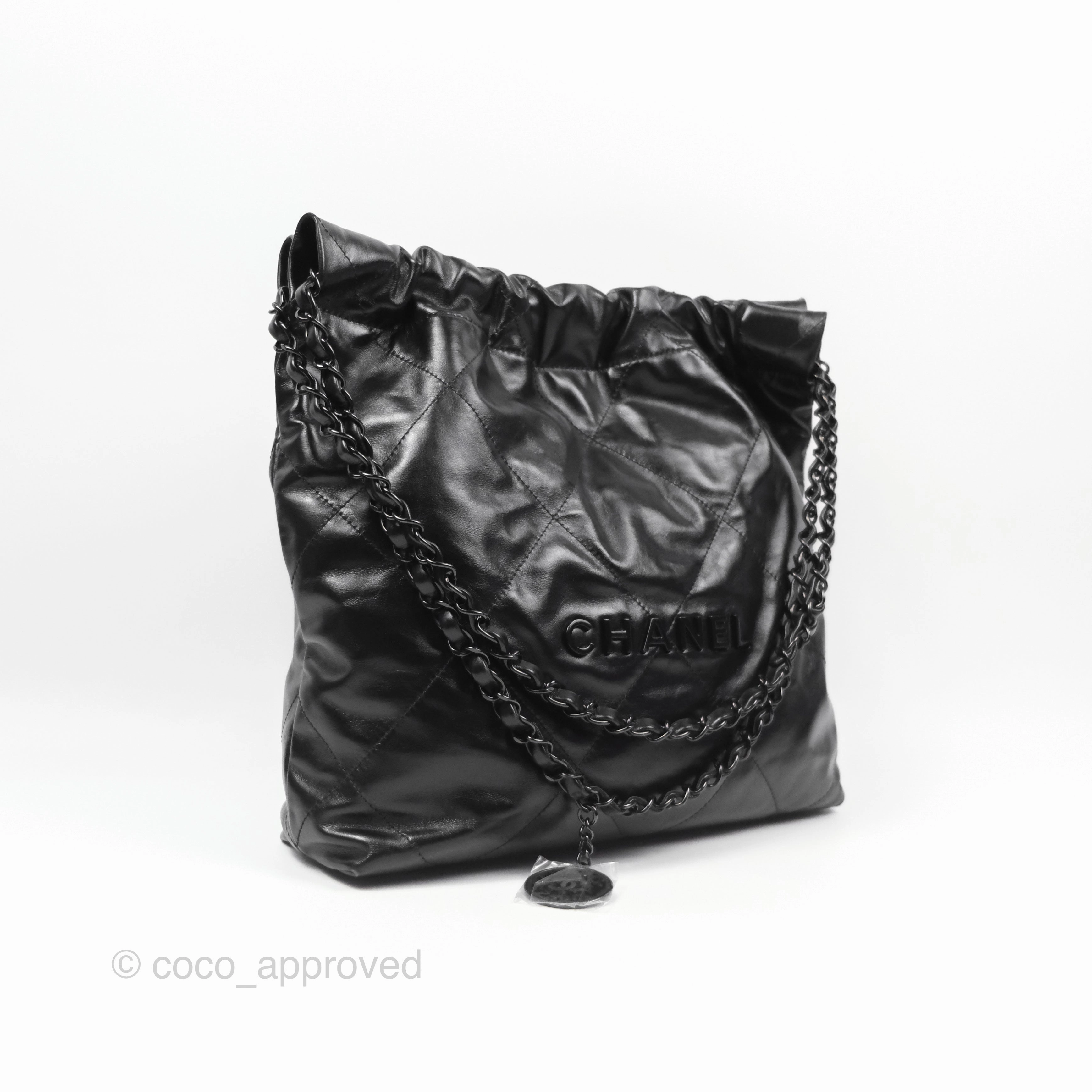 Chanel 22 Small Black Calfskin So Black Hardware