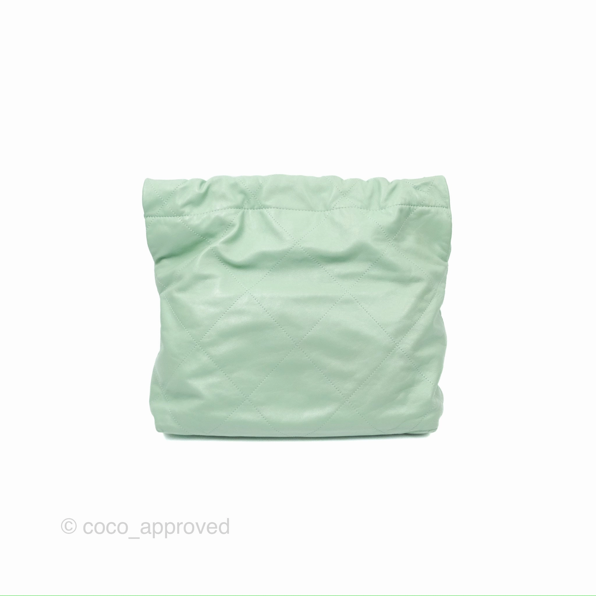 Chanel 22 Small Mint Green Shiny Calfskin Aged Gold Hardware