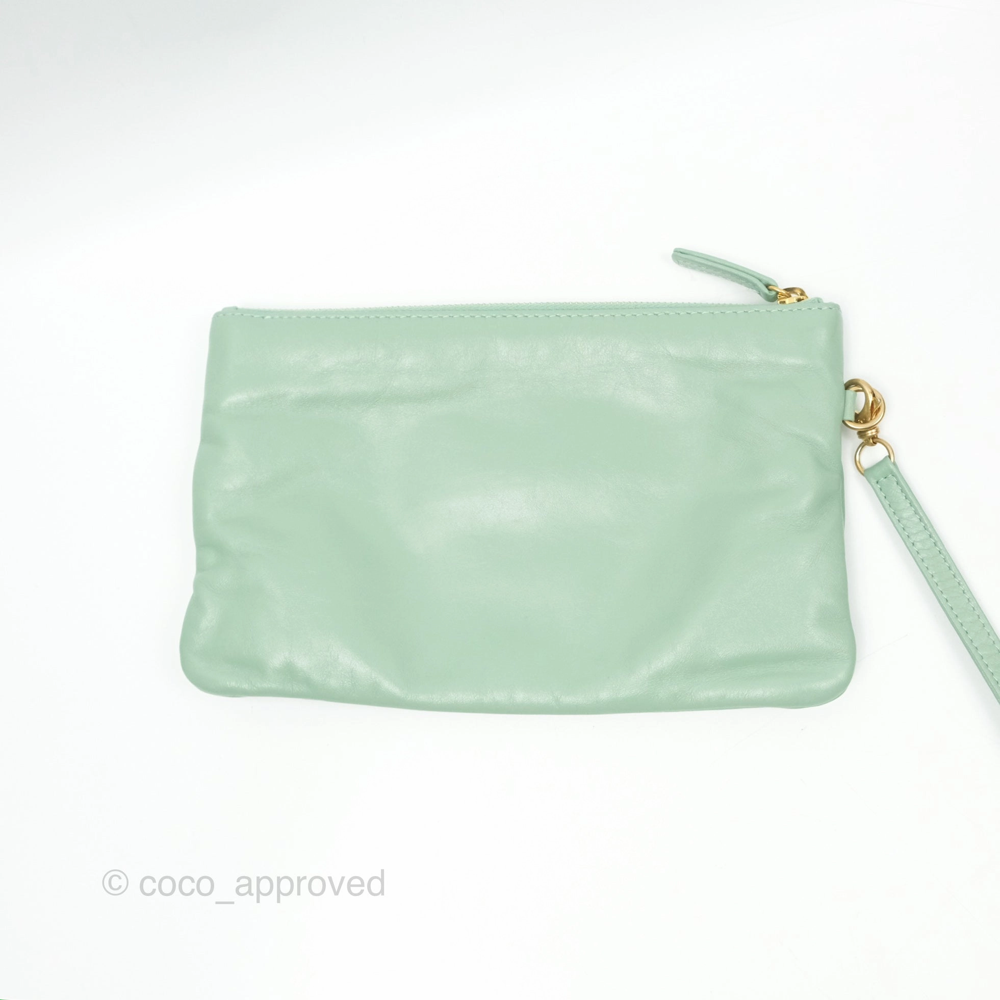 Chanel 22 Small Mint Green Shiny Calfskin Aged Gold Hardware