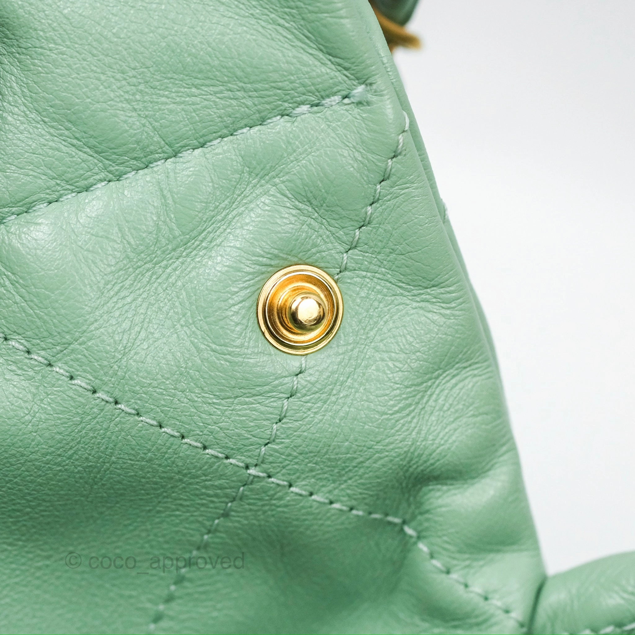 Chanel 22 Small Mint Green Shiny Calfskin Aged Gold Hardware