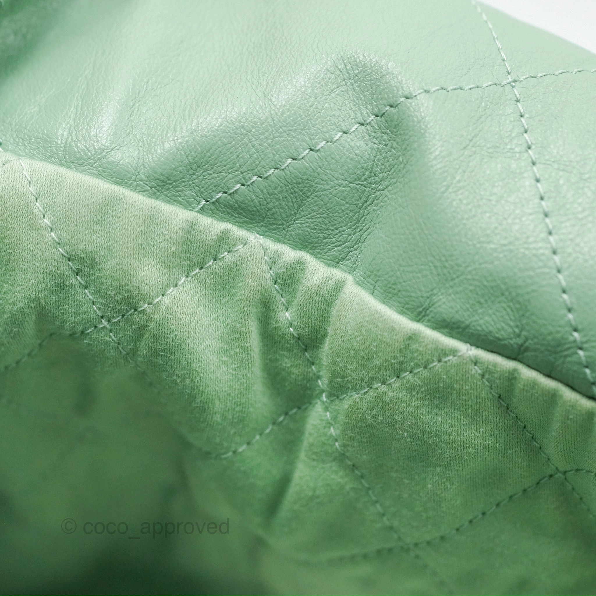 Chanel 22 Small Mint Green Shiny Calfskin Aged Gold Hardware