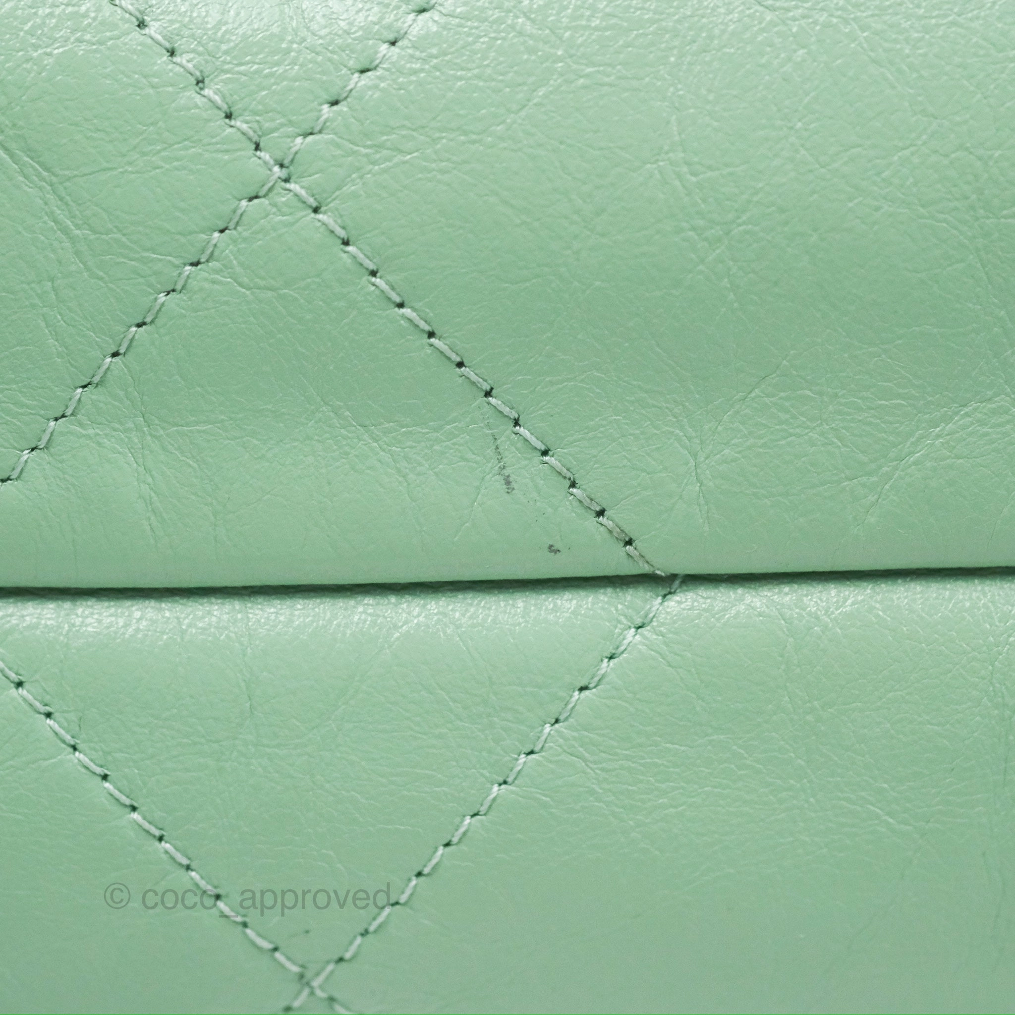 Chanel 22 Small Mint Green Shiny Calfskin Aged Gold Hardware